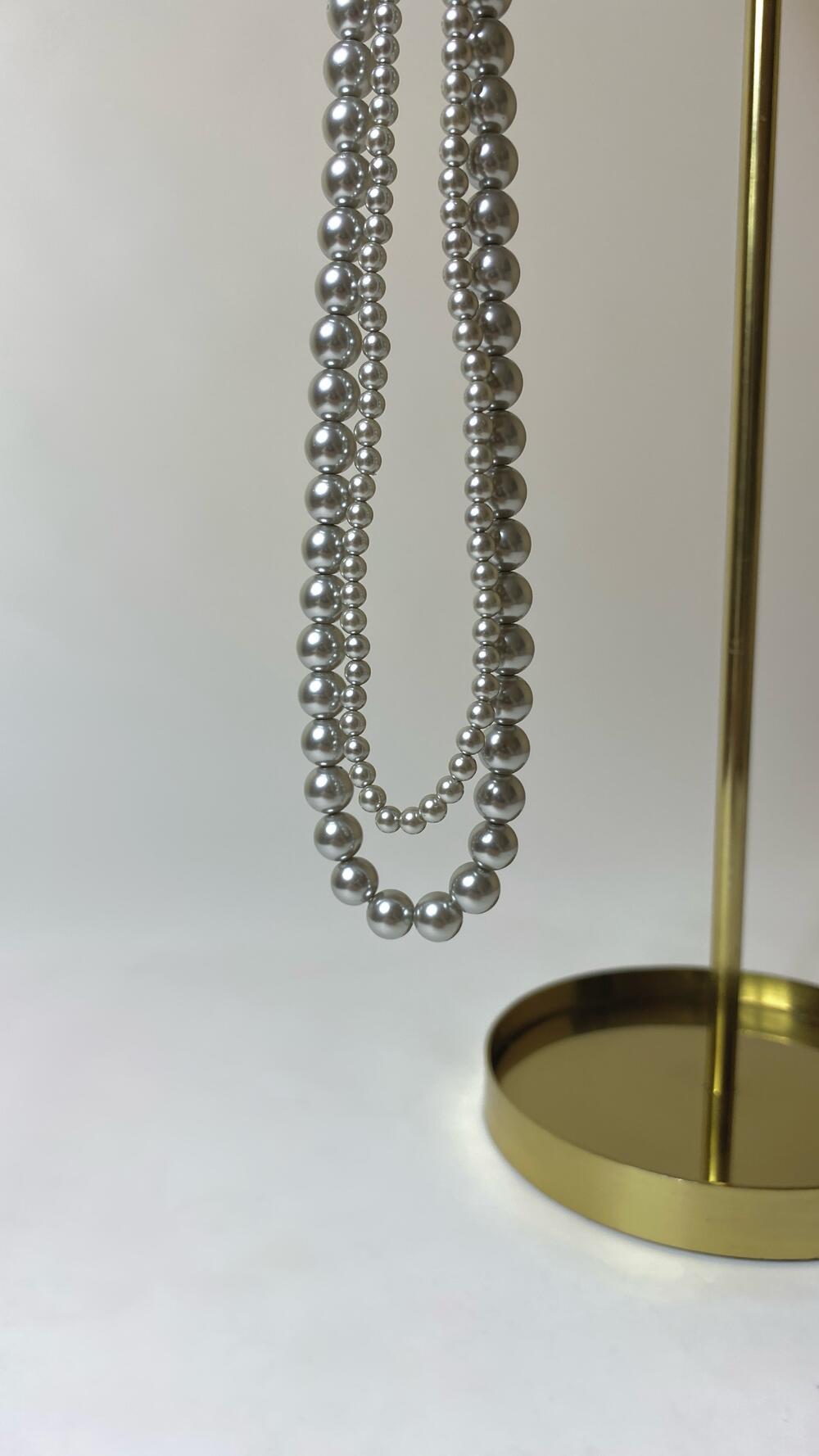 Підвіска сірі перлини, подвійні 