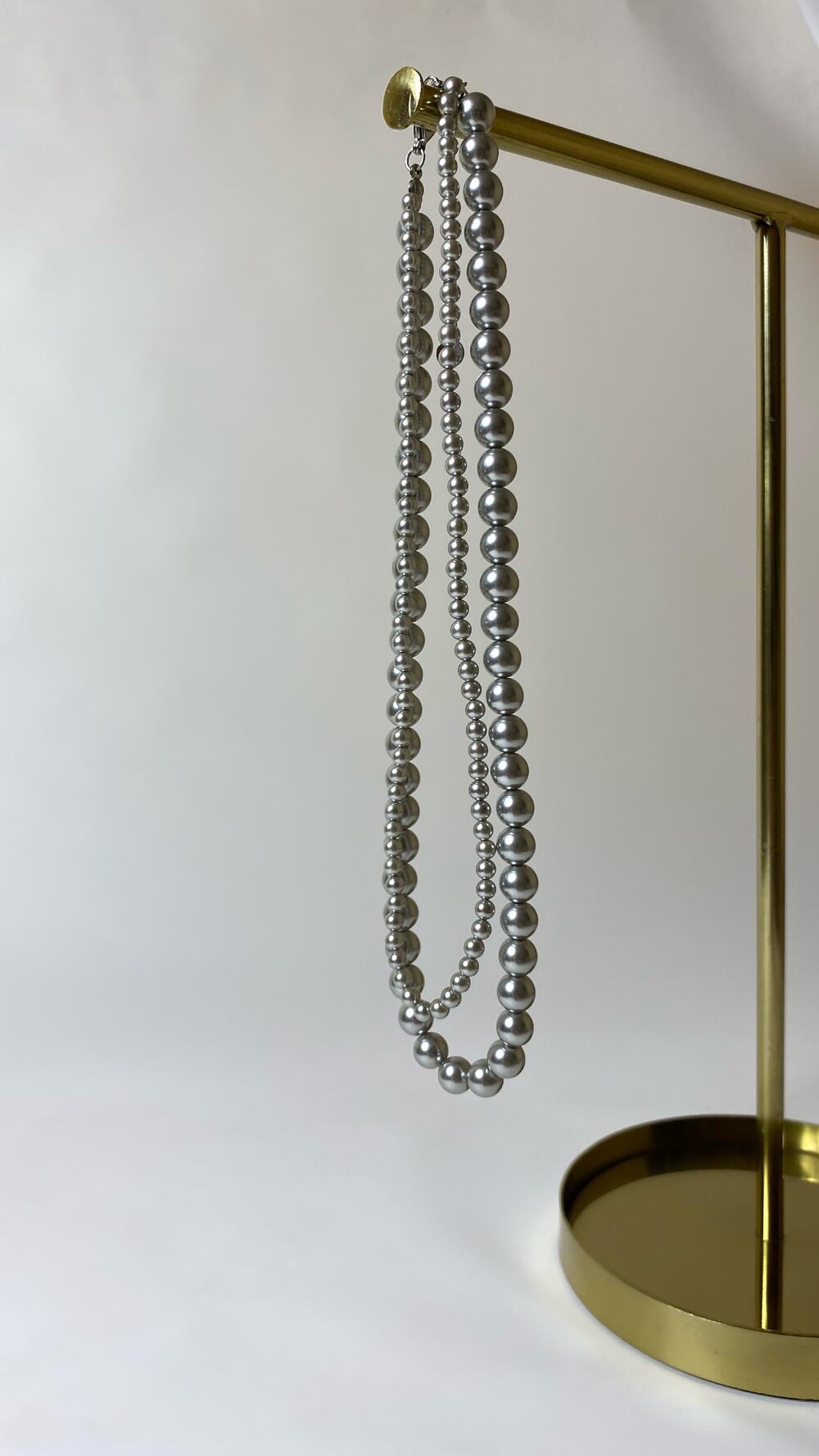 Підвіска сірі перлини, подвійні Срібло