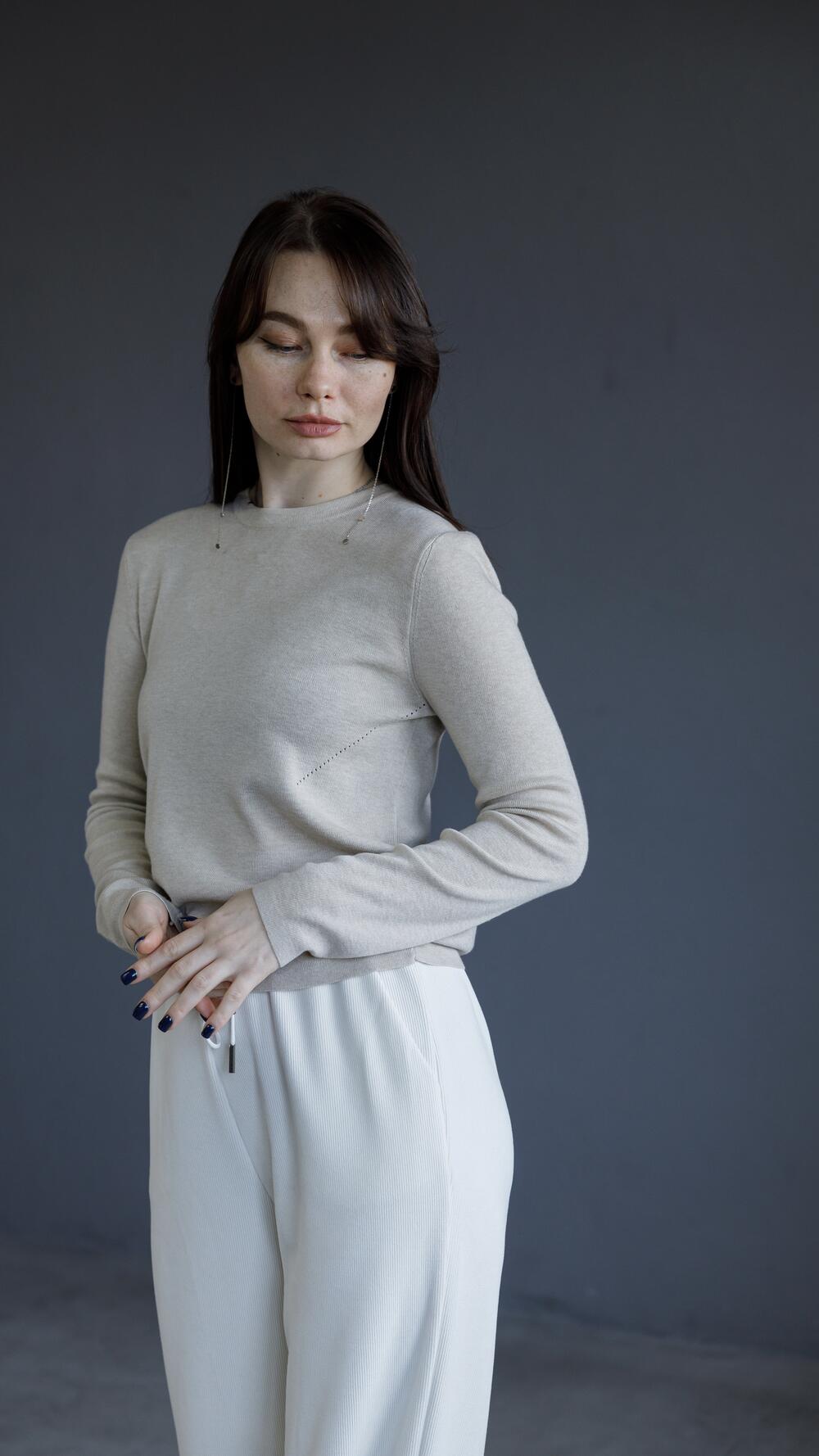 Кофтинка трикотажна, приталена S/M, Бежевий