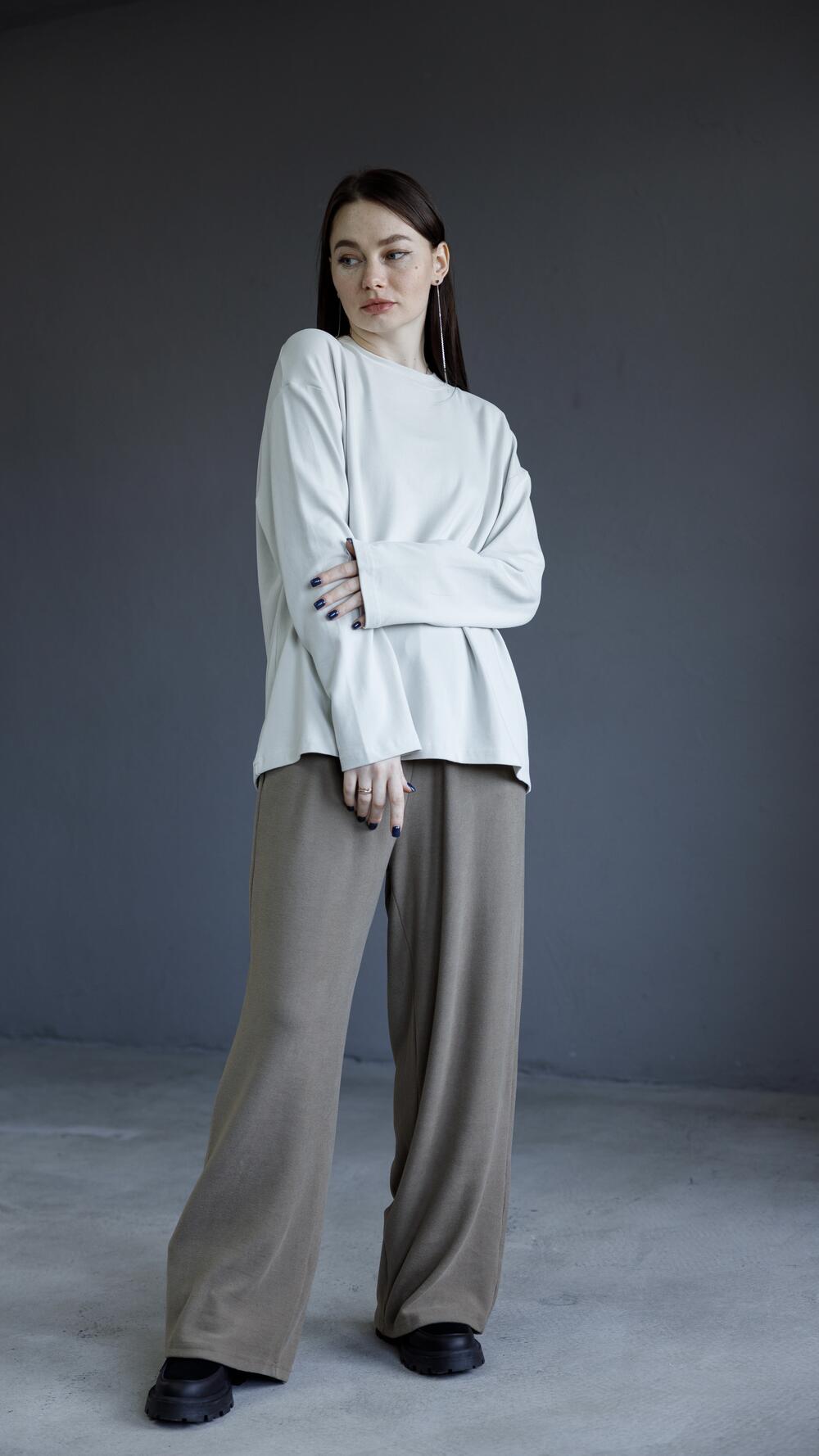 Лонгслів без принту the mind Oversize, Тауп