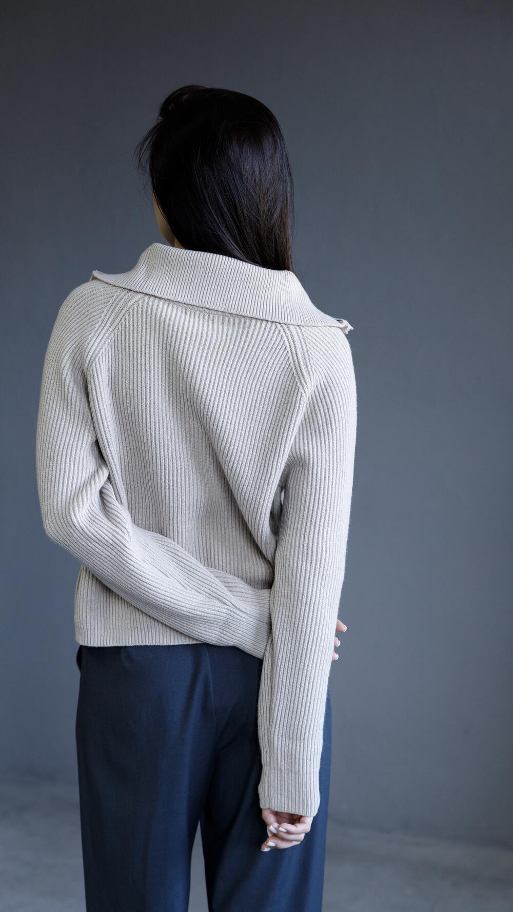 Кардиган на блискавці з високим комірцем Oversize, Тауп