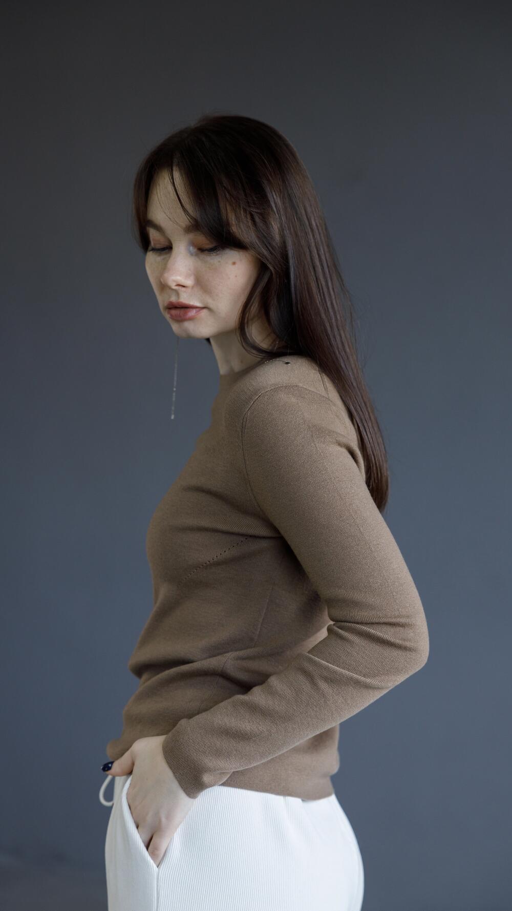 Кофтинка трикотажна, приталена S/M, Кемел