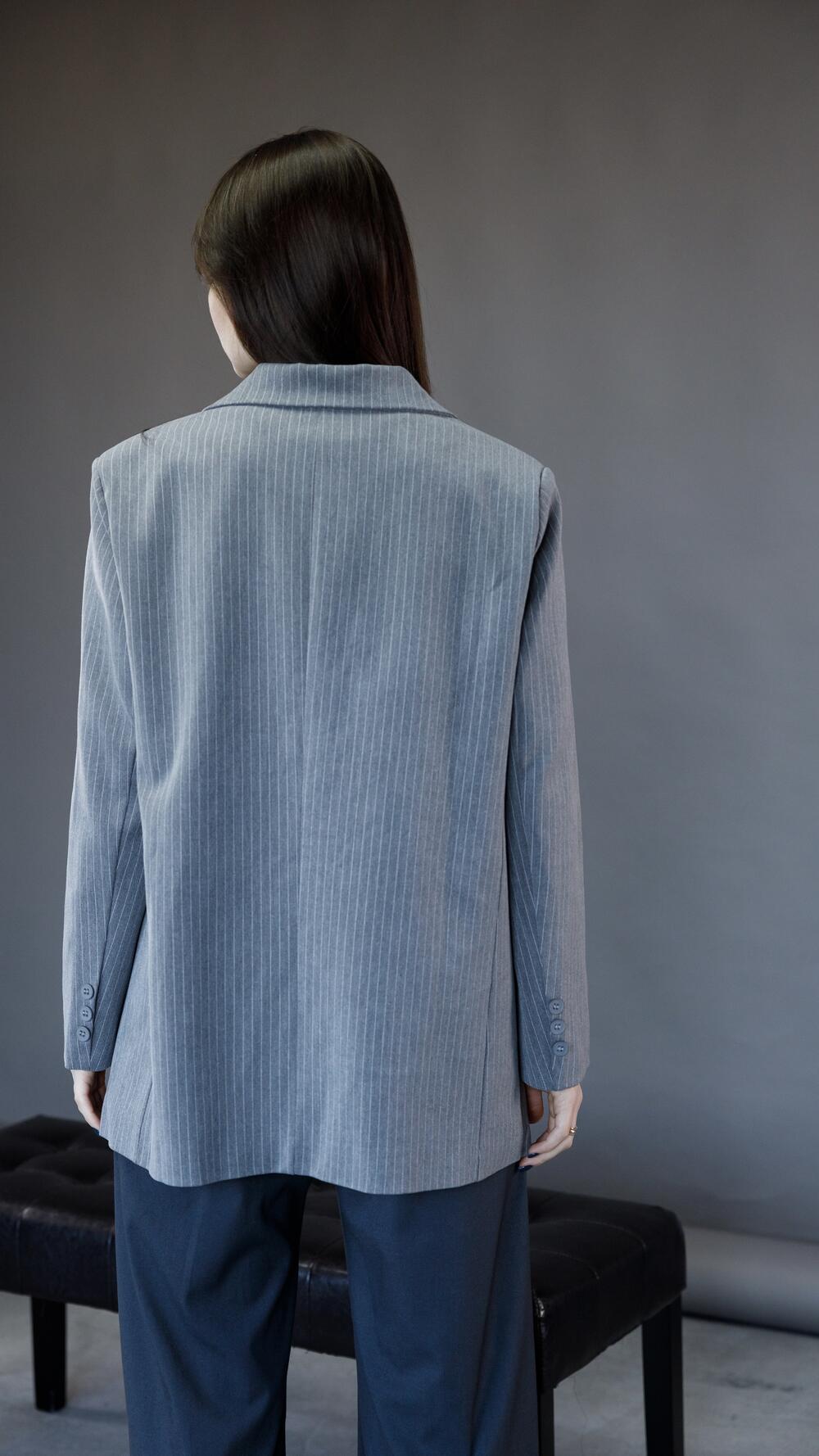 Піджак у смужку, класичний S/M, Сірий