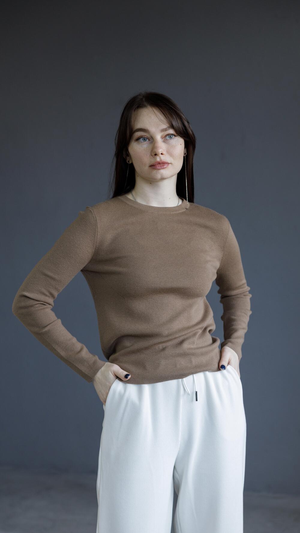 Кофтинка трикотажна, приталена S/M, Кемел