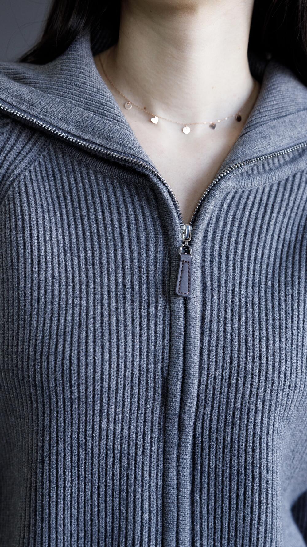 Кардиган на блискавці з високим комірцем Oversize, Графітовий