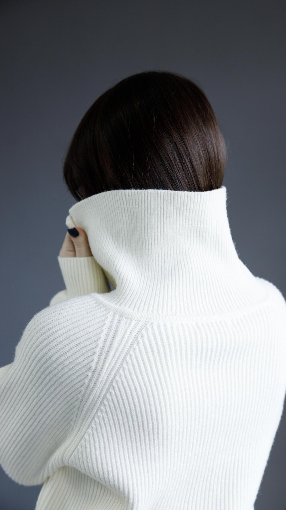 Кардиган на блискавці з високим комірцем Oversize, Молочний