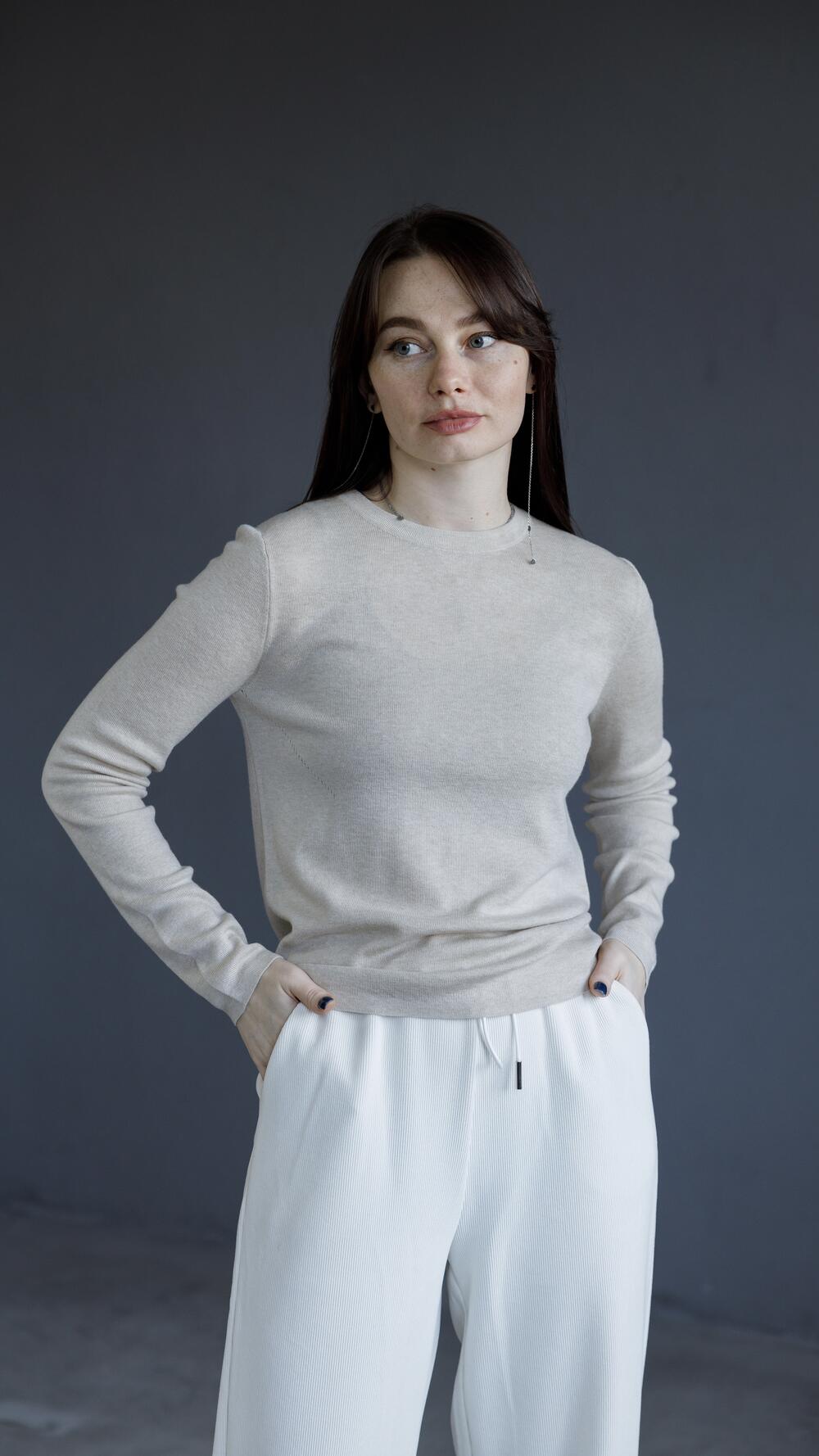 Кофтинка трикотажна, приталена S/M, Бежевий