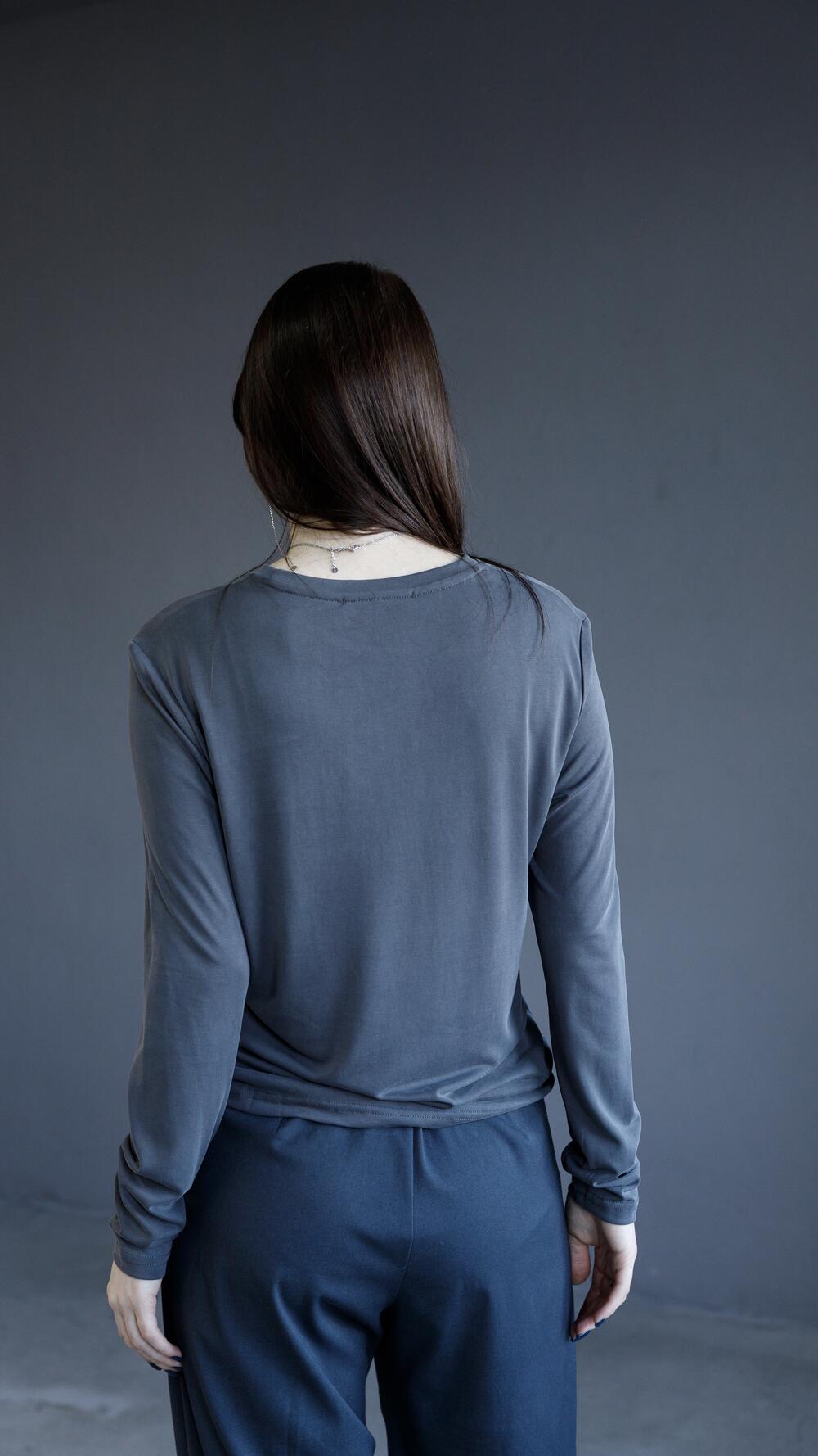 Лонгслів тоненький, віскозний S/M, Сірий