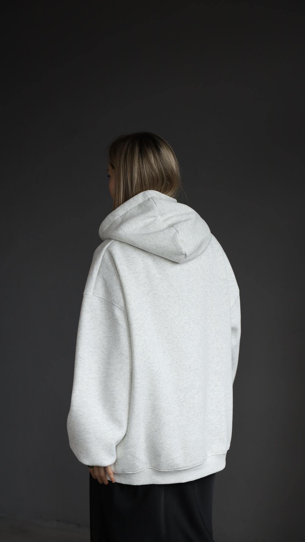 Худі утеплений, меланжований Feelings Oversize, Сірий меланж