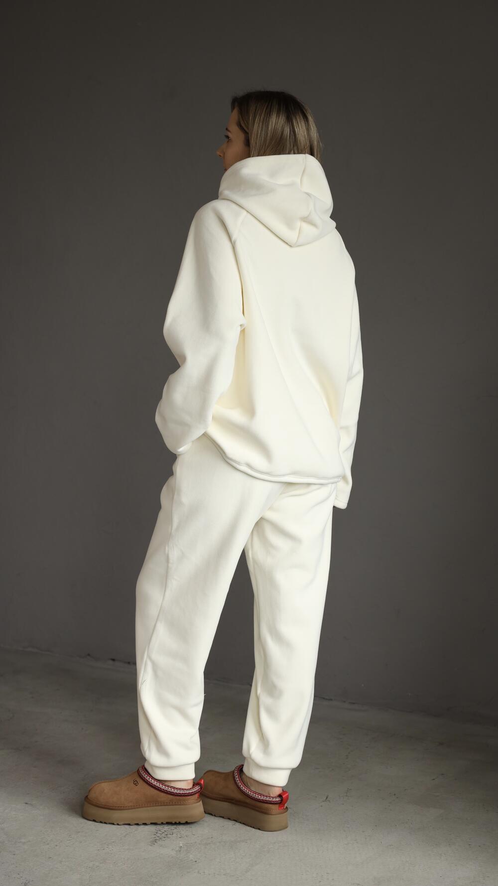 Костюм Тедді, теплий, худі та джогери з вишивкою Exploration M, Молочний