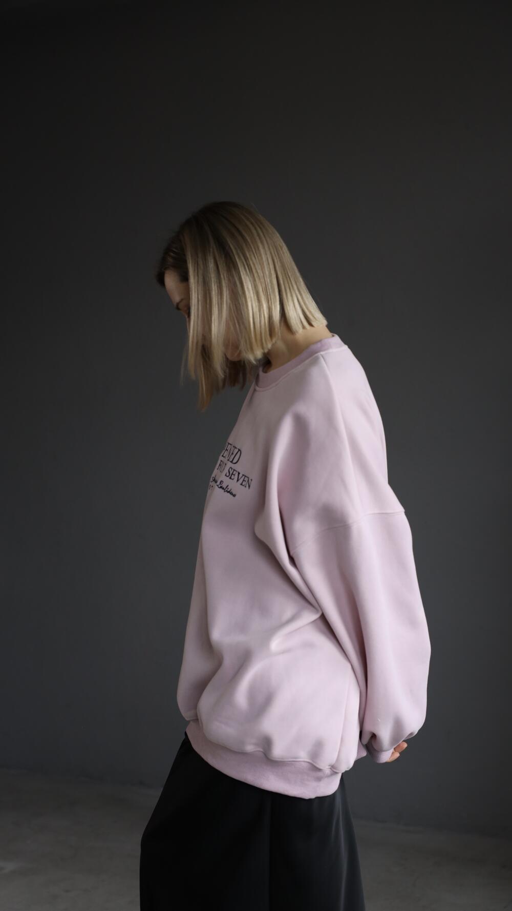 Світшот з принтом Opened, утеплений Oversize, Рожевий