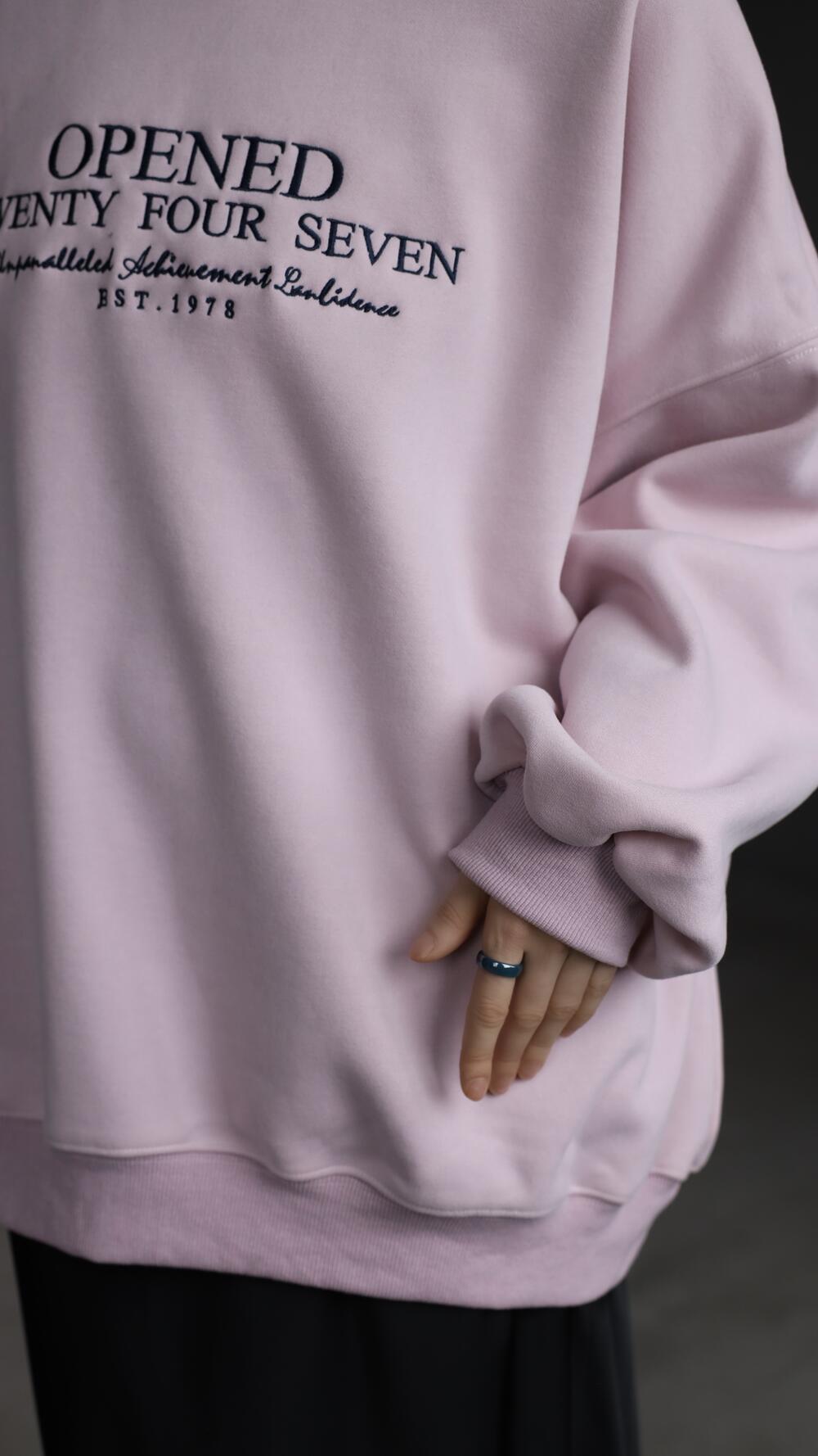 Світшот з принтом Opened, утеплений Oversize, Рожевий