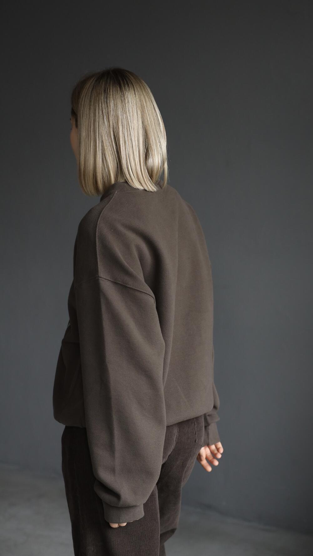 Світшот утеплений з принтом Mardi S/M, Шоколадний