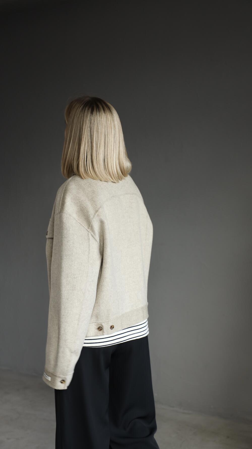 Бомбер шерстяний з нашивкою на рукаві S/M, Бежевий