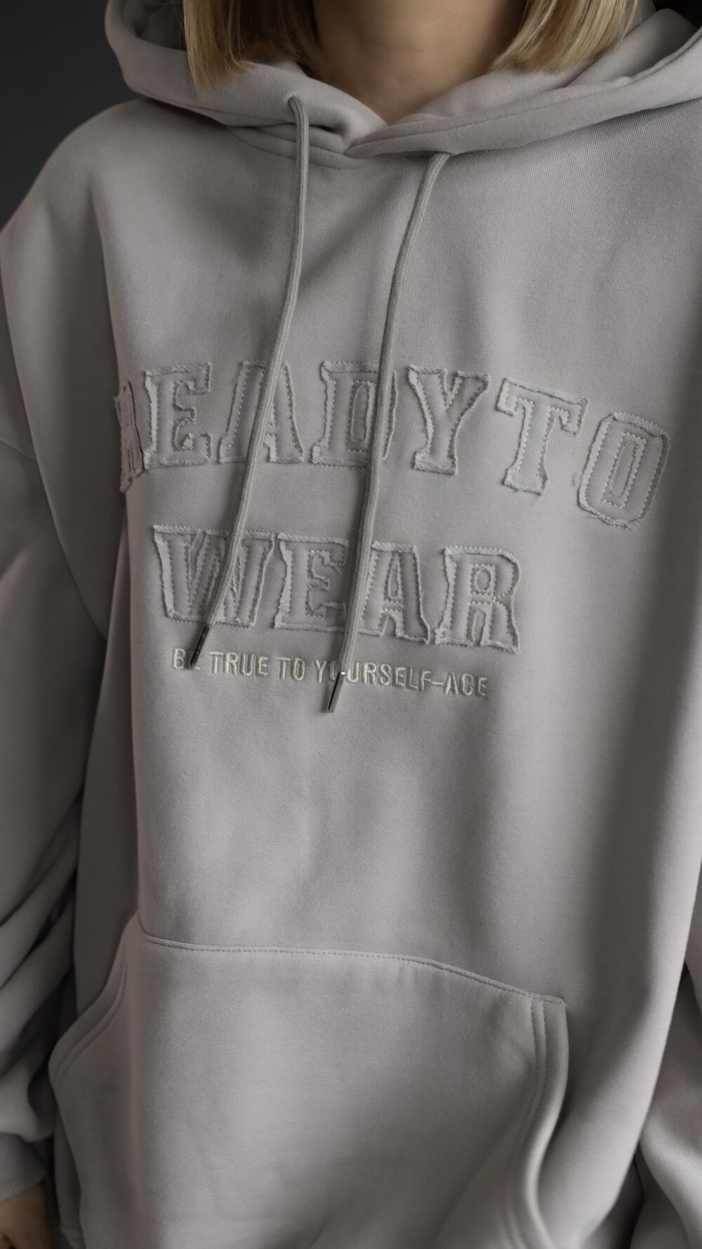 Худі утеплене з принтом readytu Oversize, Бежевий