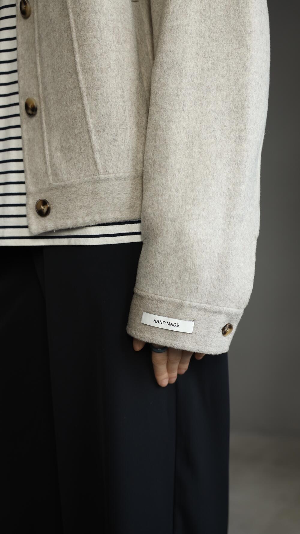 Бомбер шерстяний з нашивкою на рукаві S/M, Бежевий