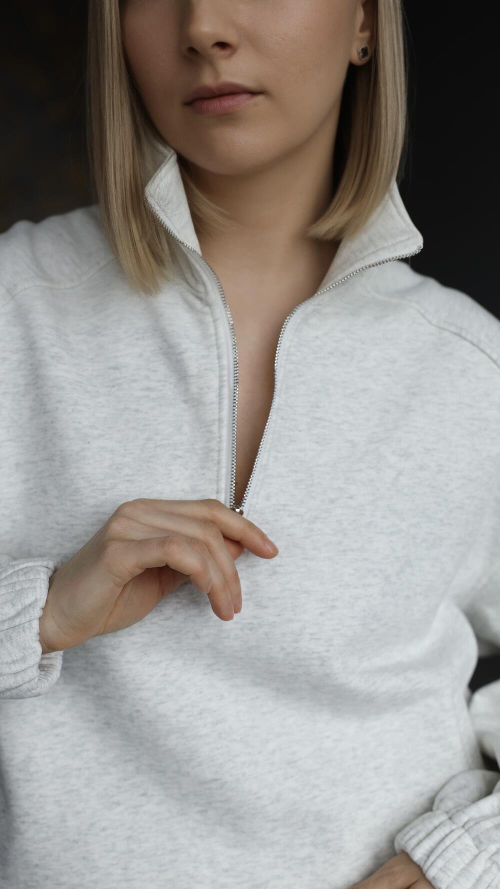 Світшот авіатор з резинкою S/M, Сірий меланж