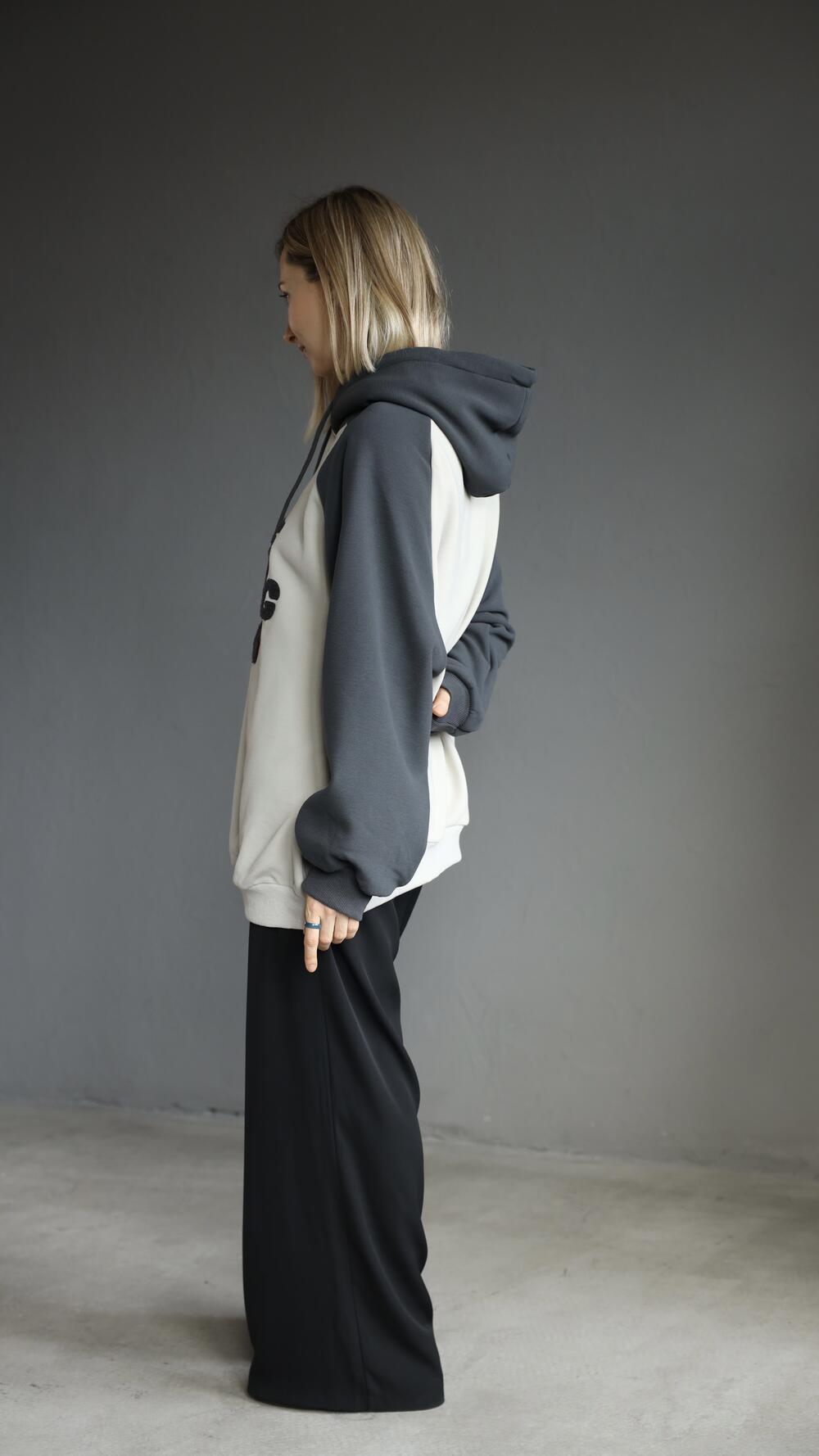 Худі утеплене з принтом Free Oversize, Сірий