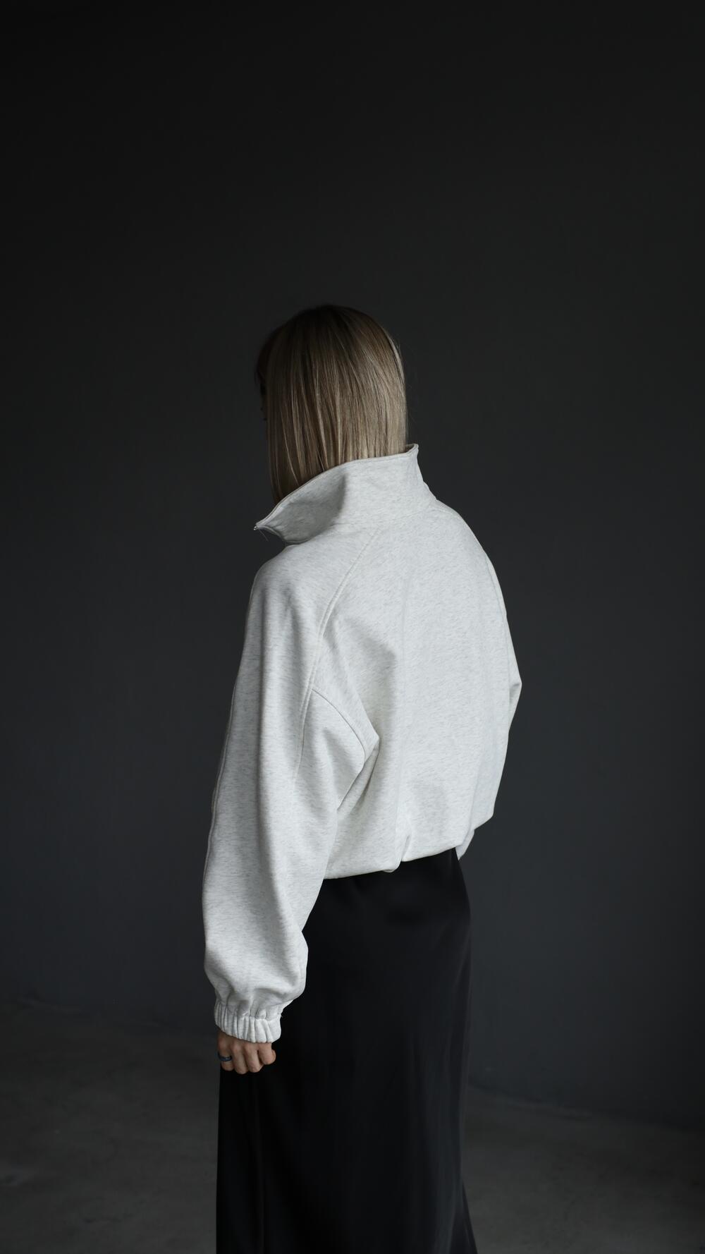 Світшот авіатор з резинкою S/M, Сірий меланж