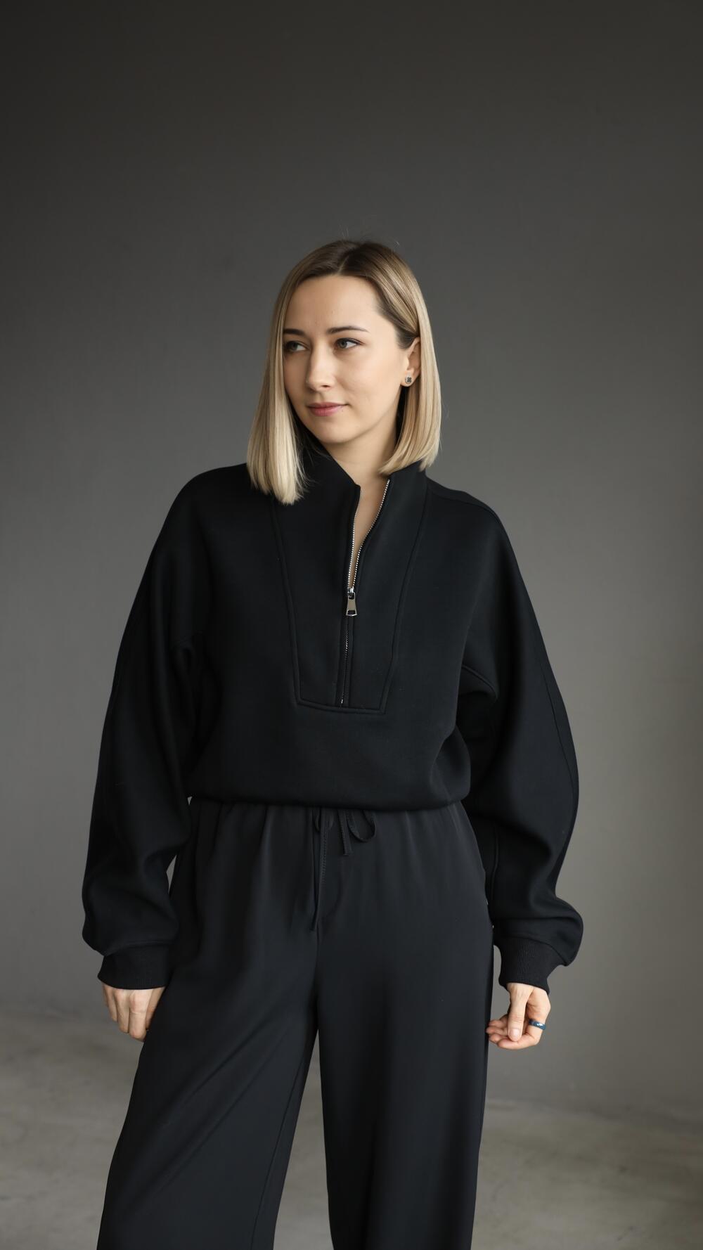 Світшот авіатор з блискавкою, короткий 