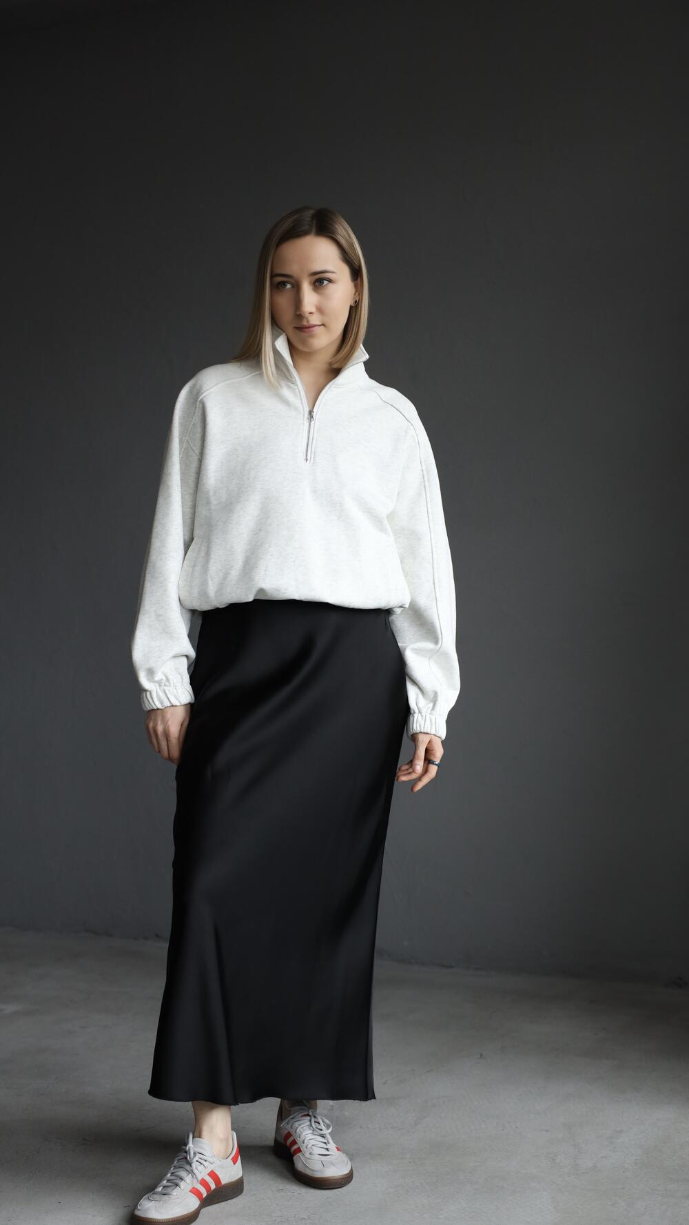 Світшот авіатор з резинкою S/M, Сірий меланж