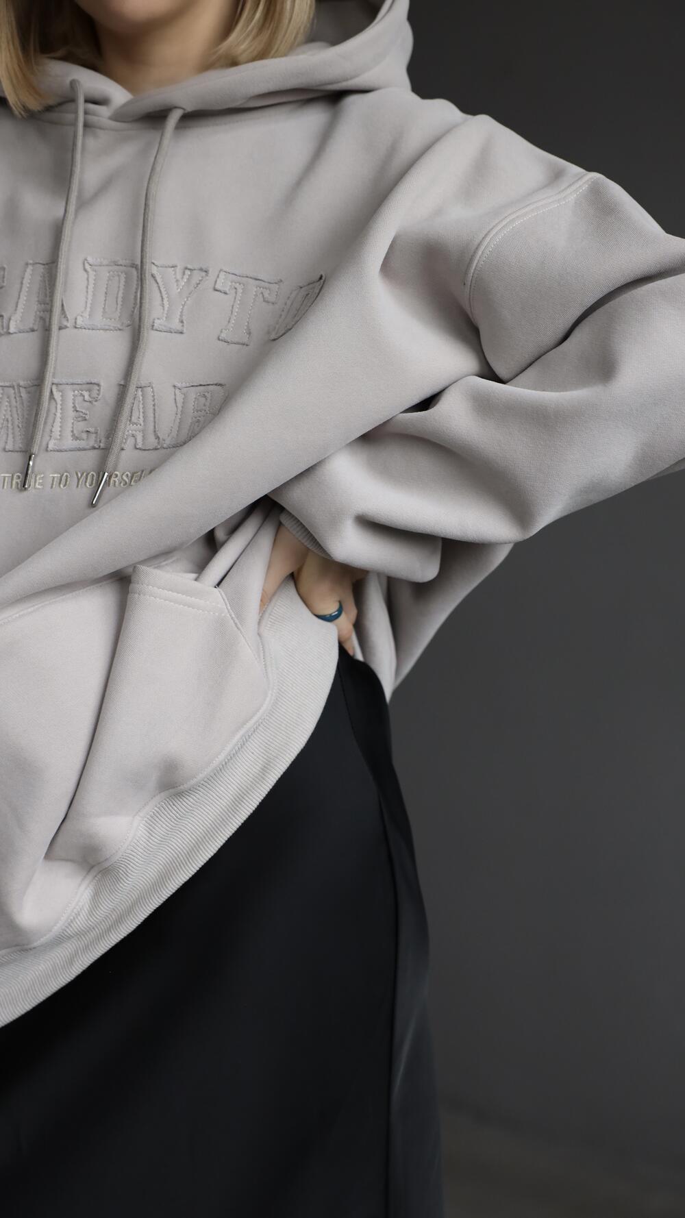 Худі утеплене з принтом readytu Oversize, Бежевий