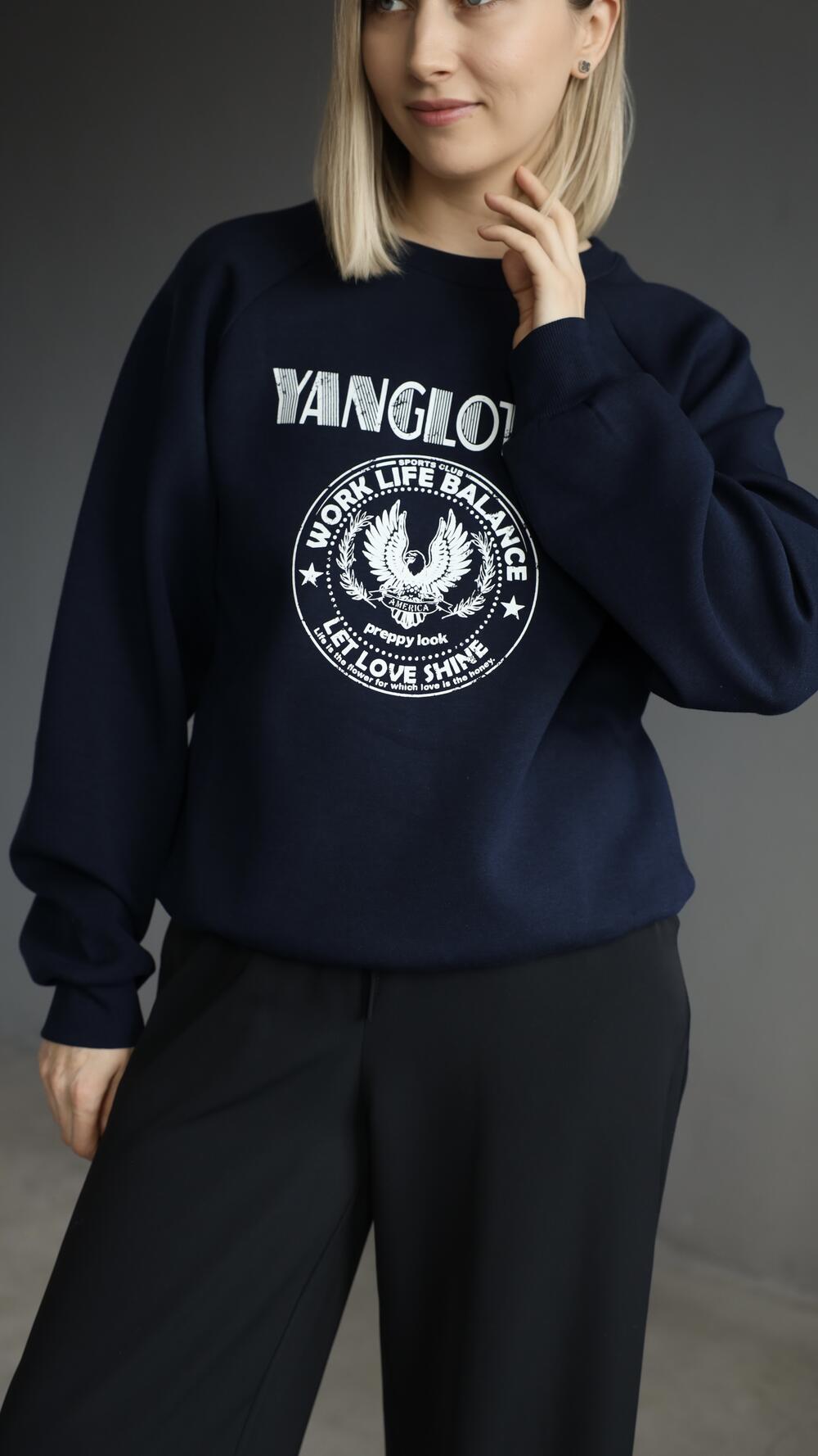 Світшот з принтом Yanglotus S/M, Синій