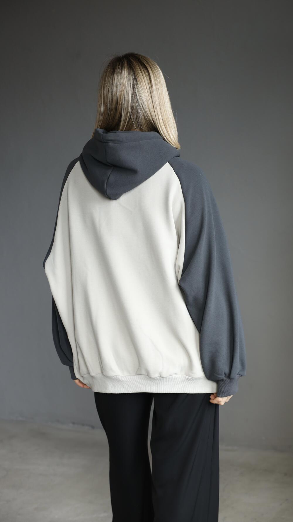 Худі утеплене з принтом Free Oversize, Сірий