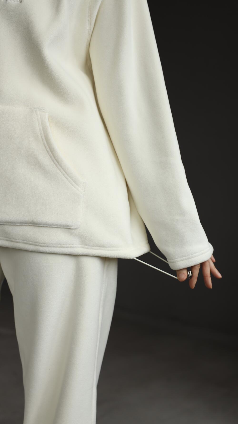 Костюм Тедді, теплий, худі та джогери з вишивкою Exploration M, Молочний