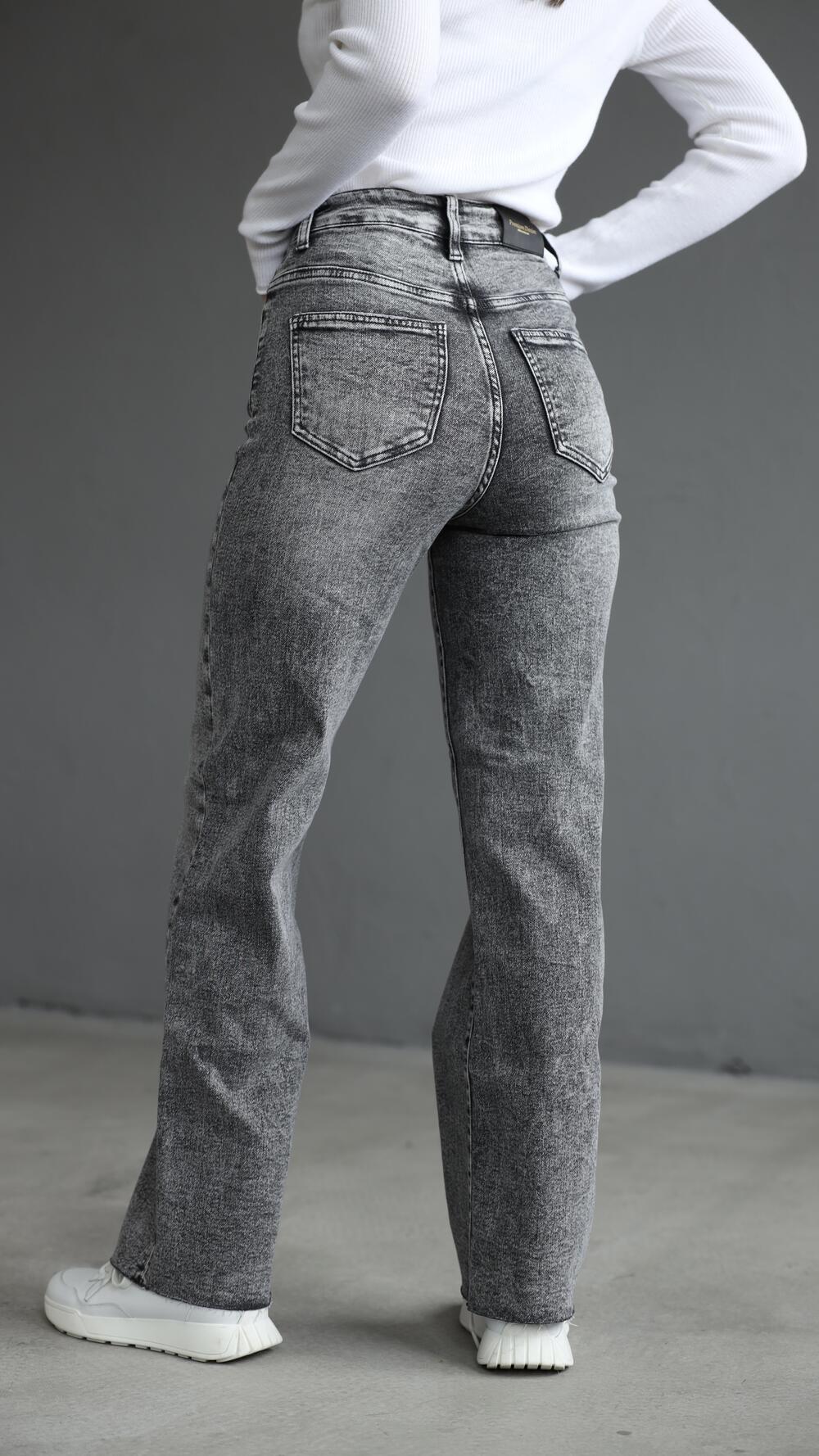 Джинси прямого фасону з обрізним низом N2621 Miss Bonbon made in Italy M, Сірий