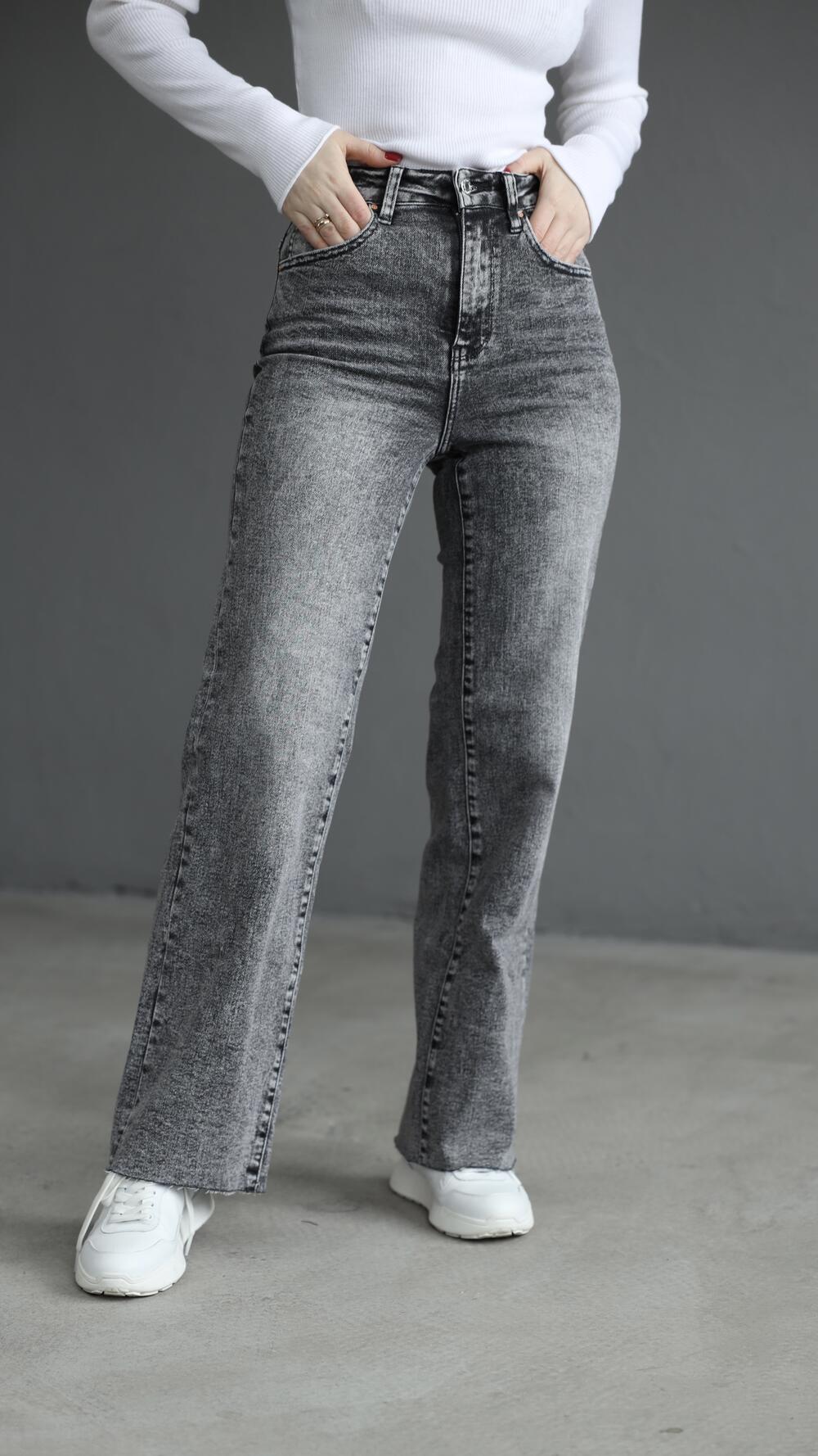 Джинси прямого фасону з обрізним низом N2621 Miss Bonbon made in Italy M, Сірий