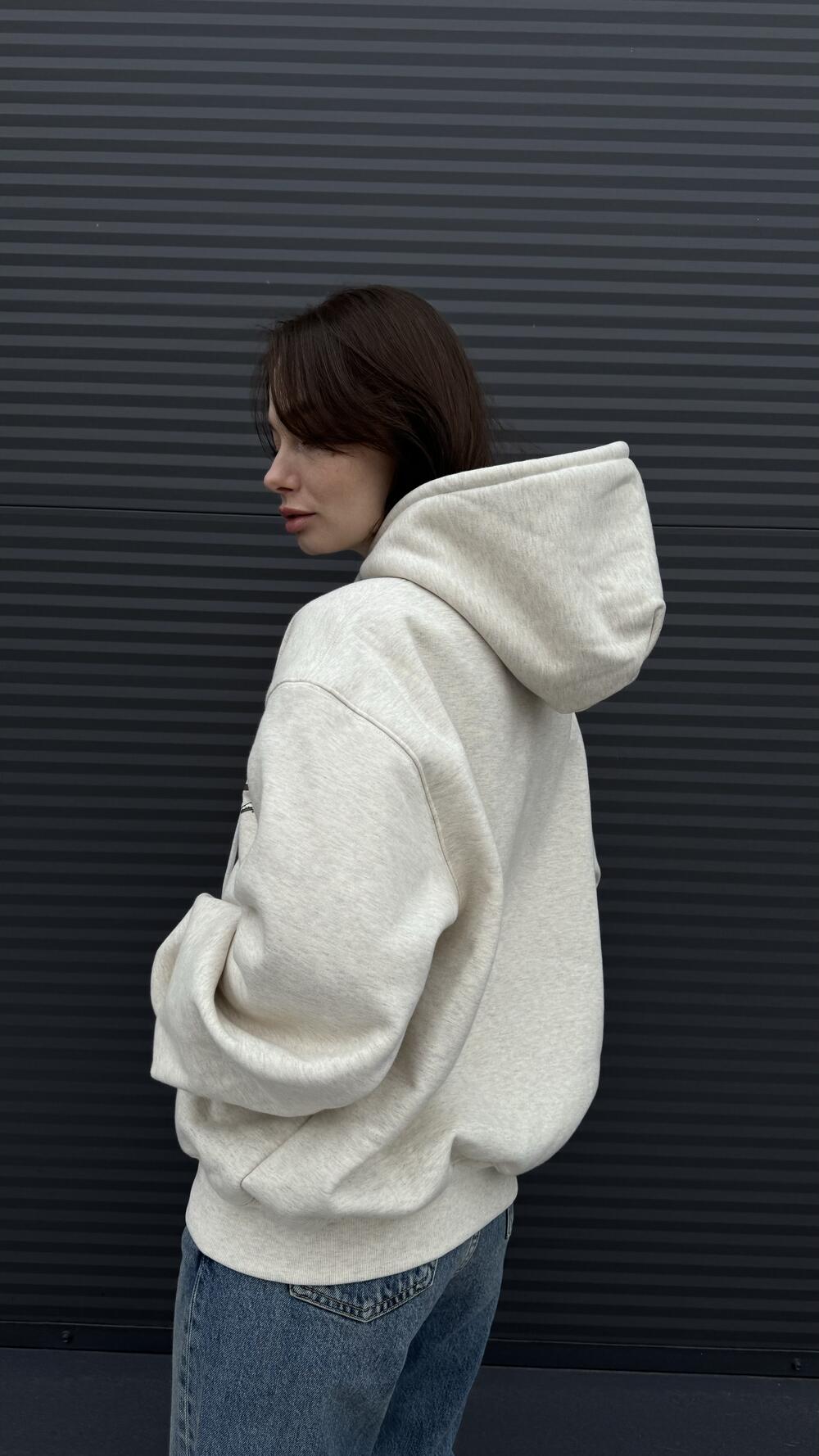 Худі утеплене з принтом Adventure S/M, Бежевий меланж