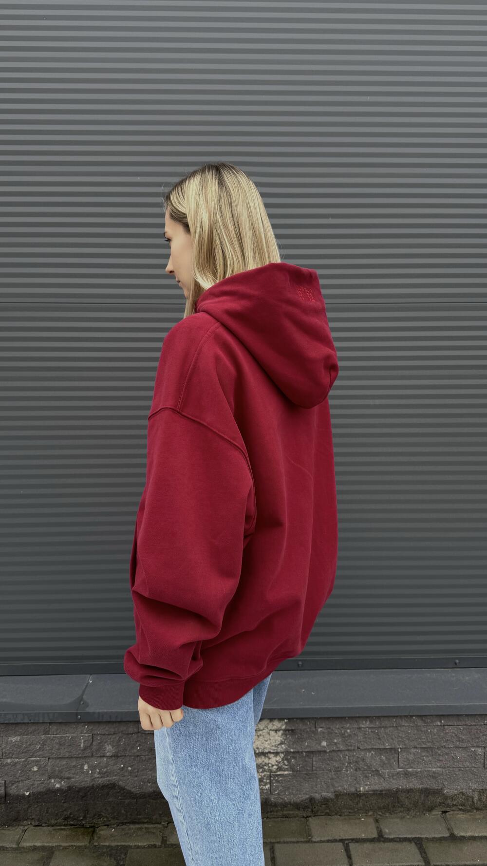 Худі щільне з принтом 16XL Oversize, Винний