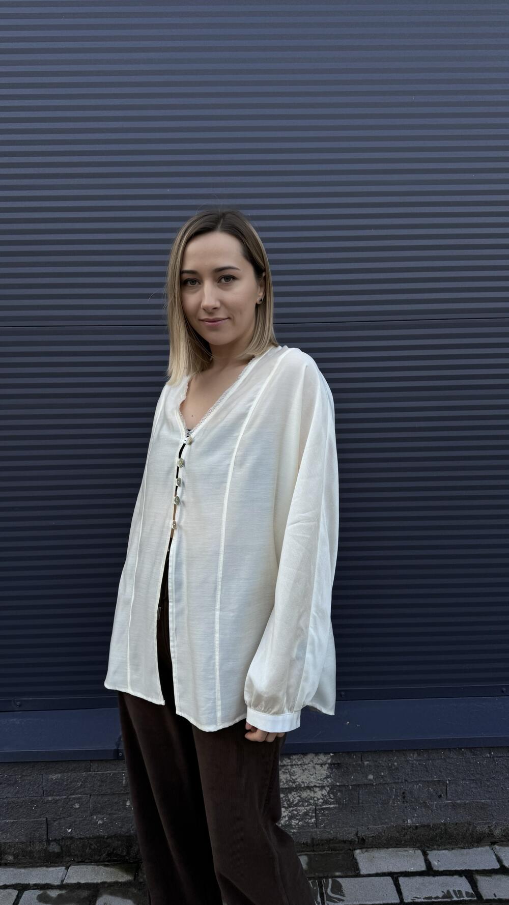 Сорочка складноскроєна, з ґудзиками Morfin Oversize, Кремовий