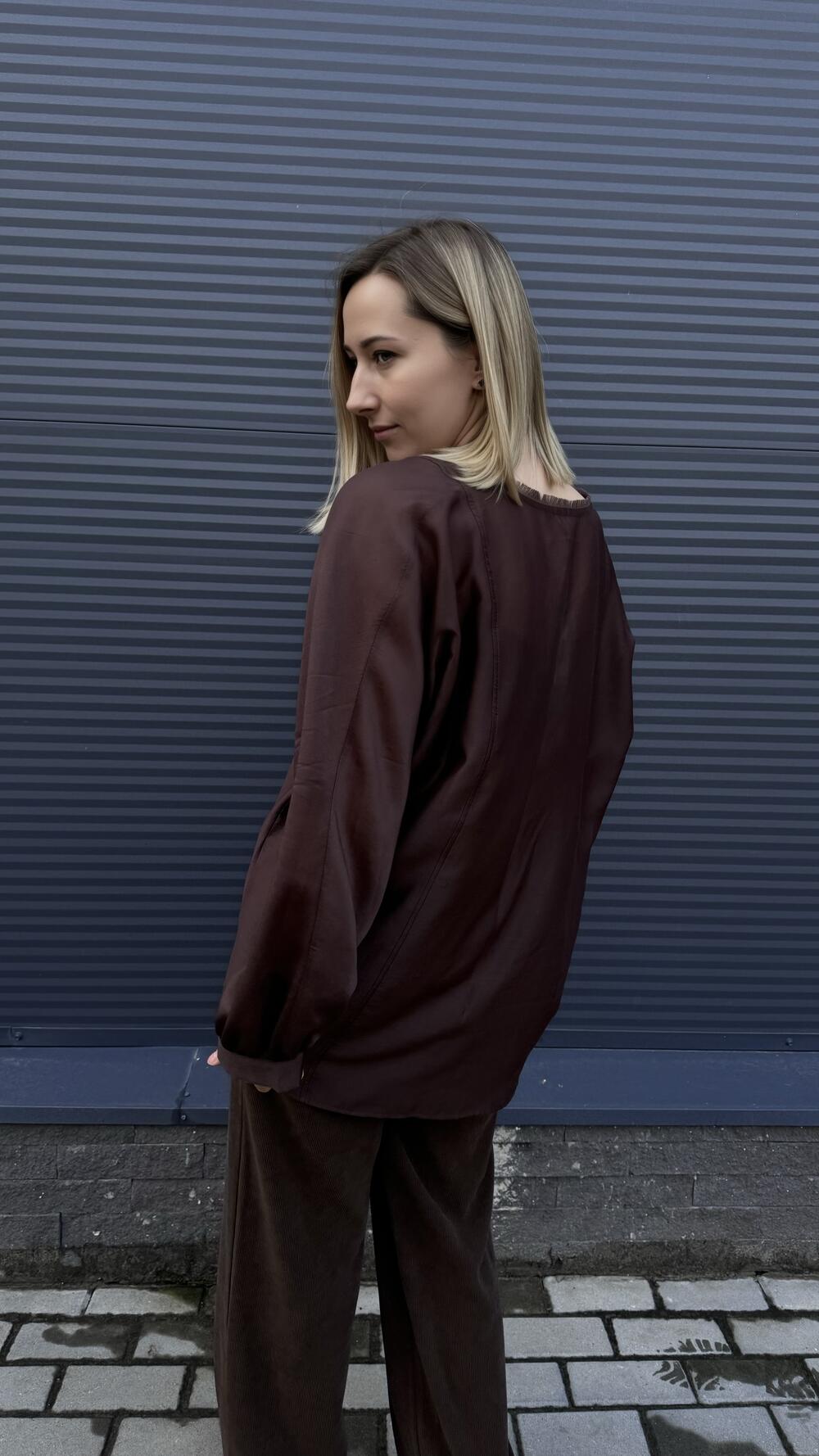 Сорочка складноскроєна, з ґудзиками Morfin Oversize, Шоколадний