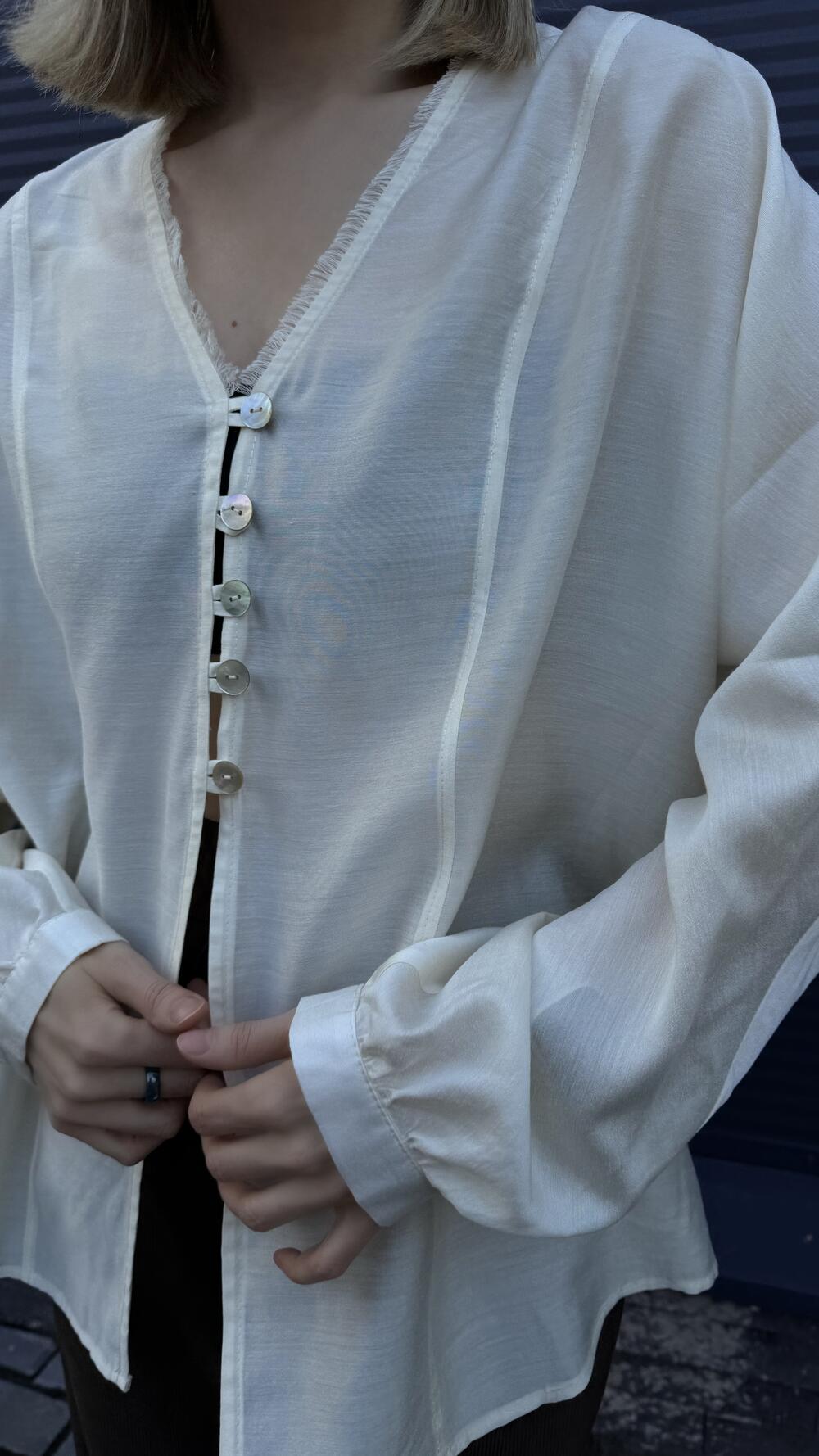 Сорочка складноскроєна, з ґудзиками Morfin Oversize, Кремовий