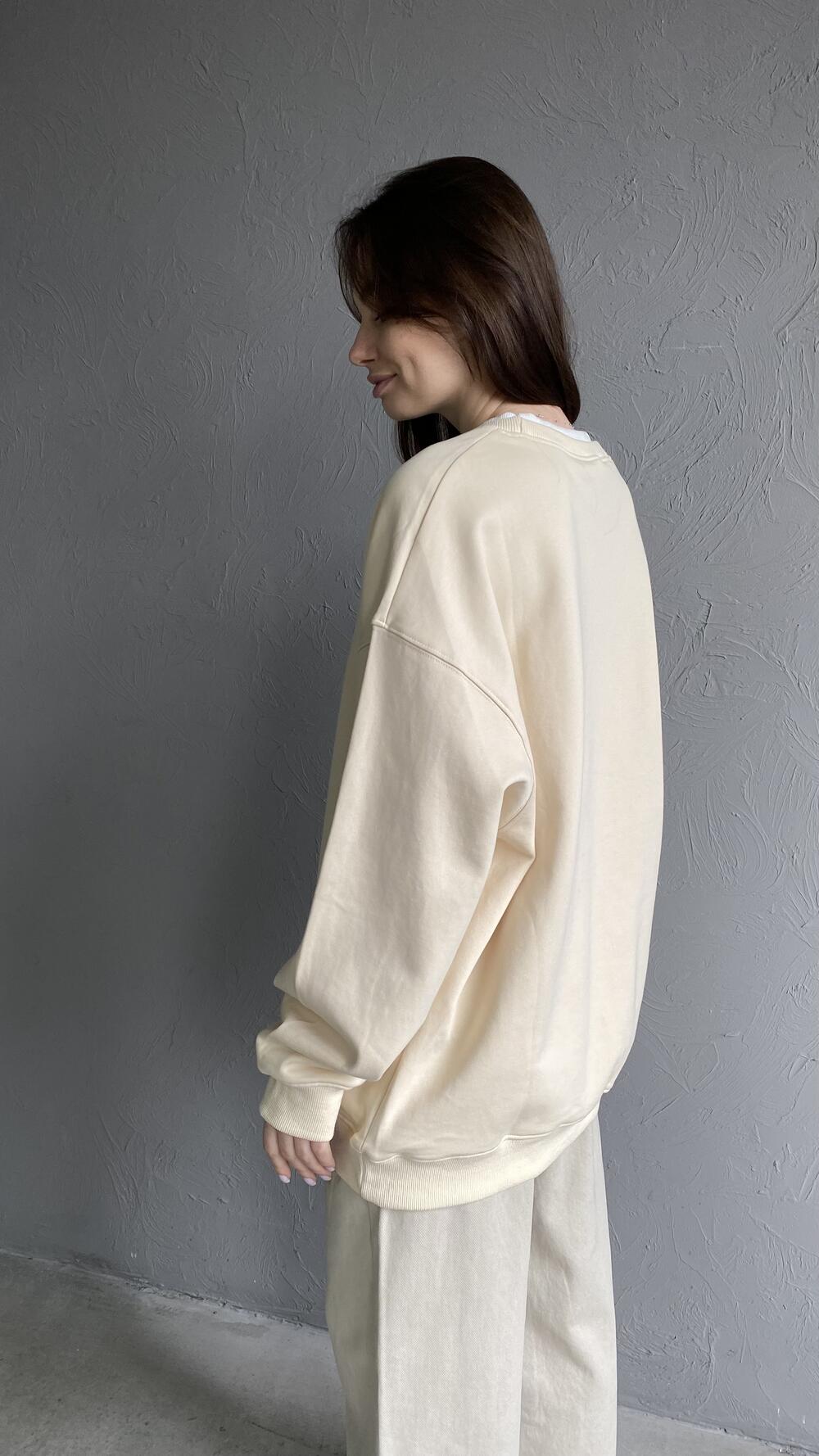 Світшот широкий з подвійним вороном Fabi Oversize, Бежевий