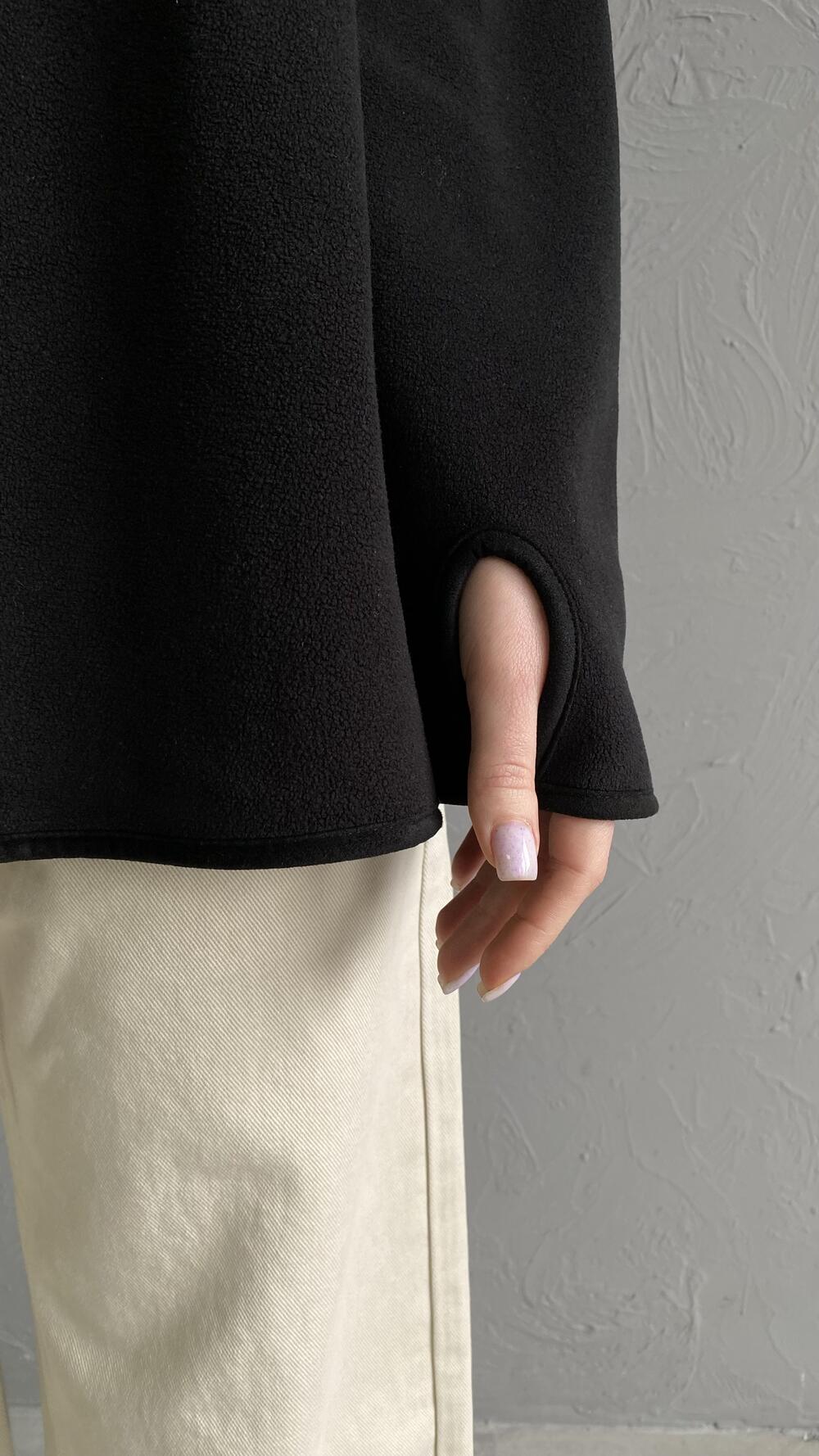 Фліс авіатор, з вирізами під пальчик Oversize, Чорний