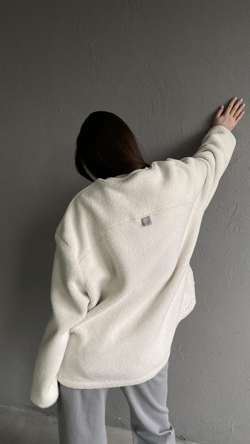 Світшот Тедді, з закругленим низом Oversize, Молочний