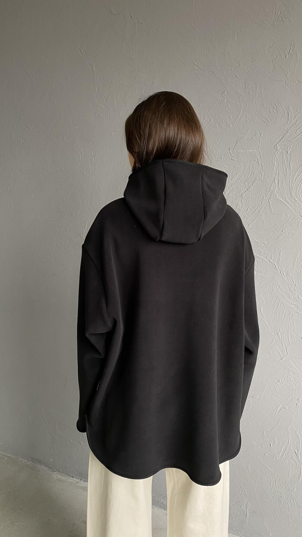 Фліс авіатор, з вирізами під пальчик Oversize, Чорний