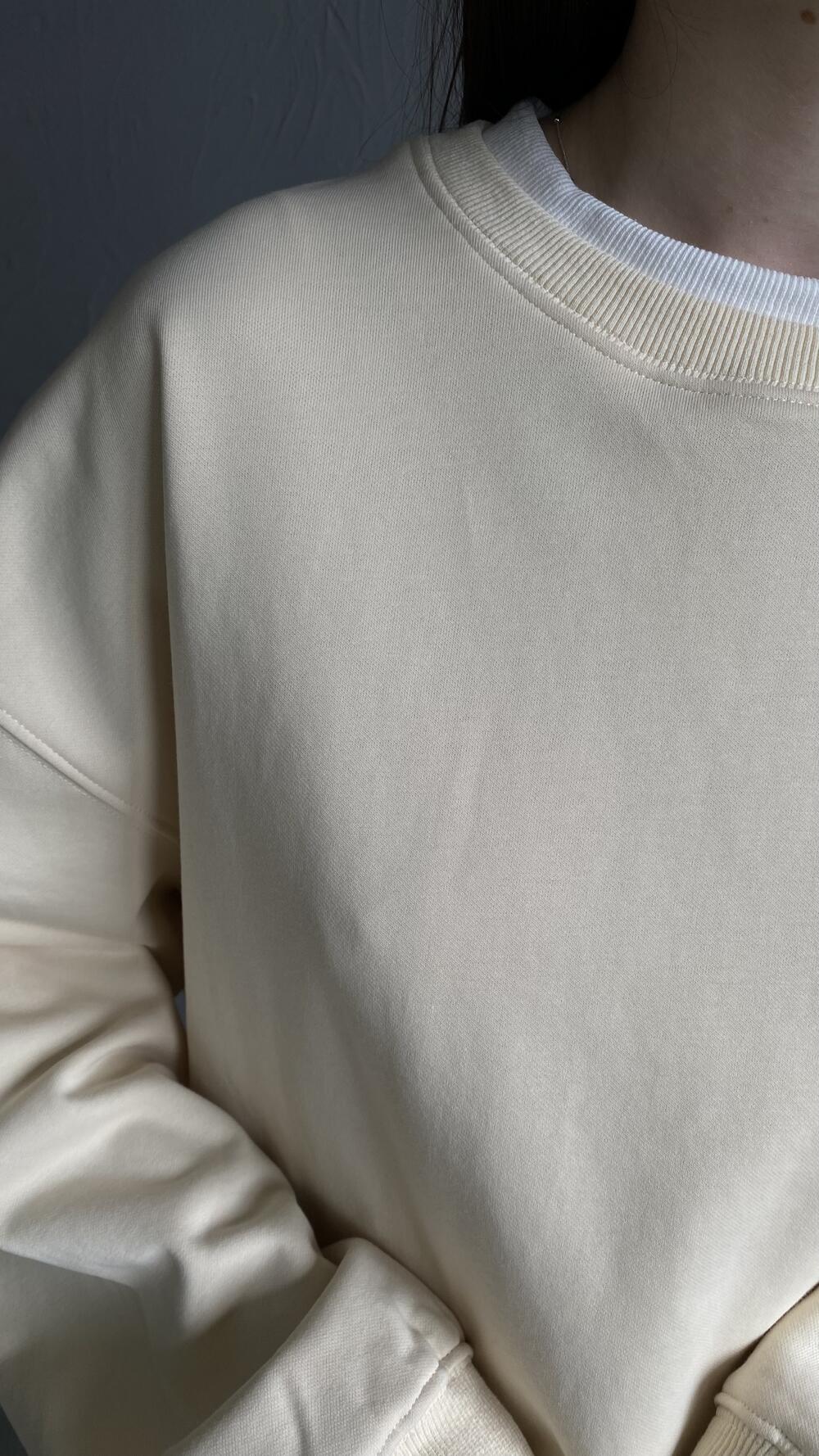 Світшот широкий з подвійним вороном Fabi Oversize, Бежевий