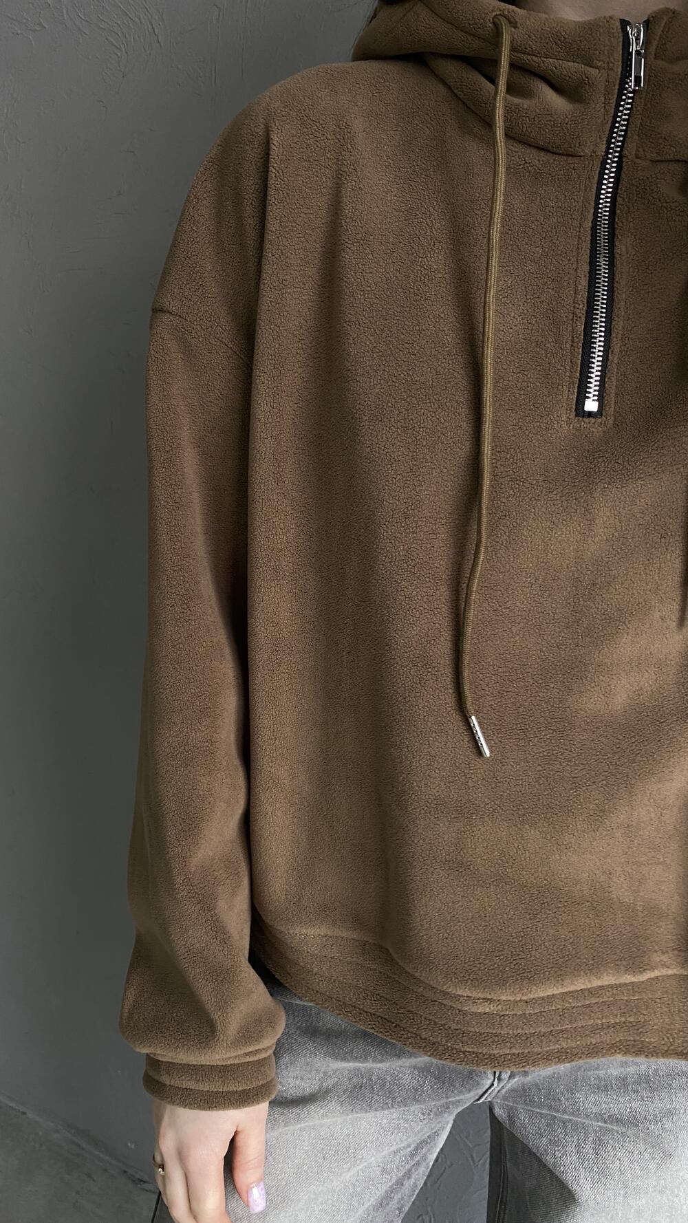 Фліска авіатор з капюшоном, вкорочена S/M, Шоколадний