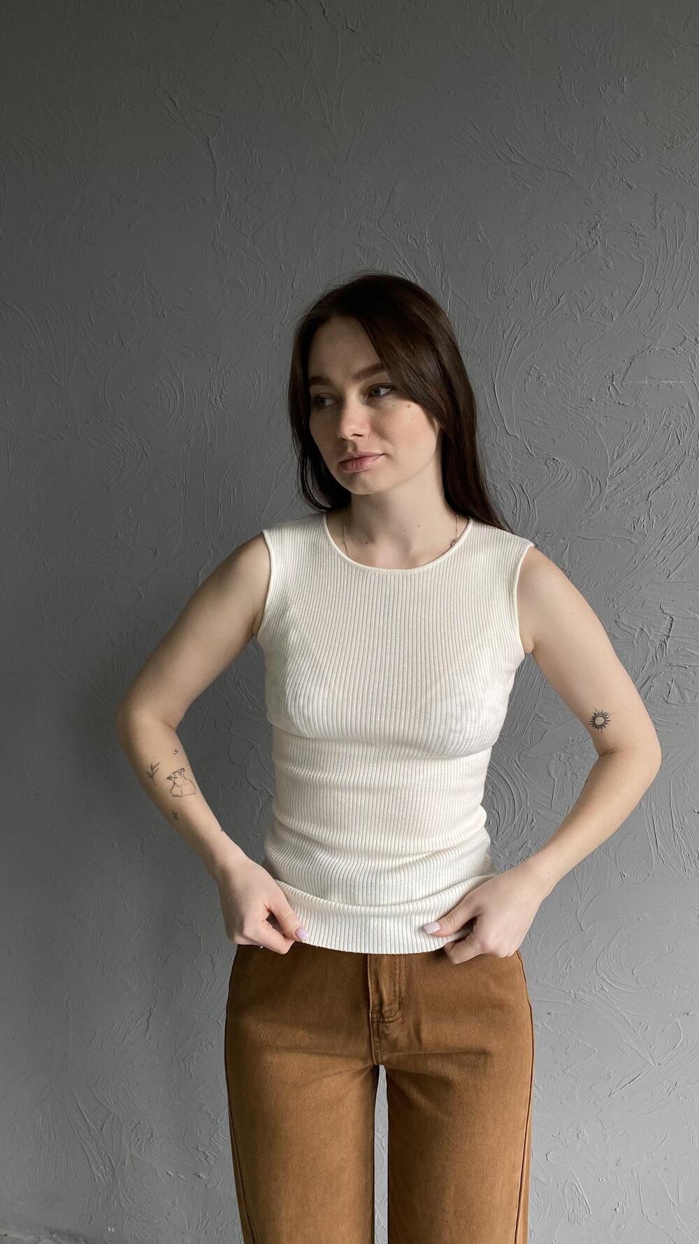 Майка трикотажна з широкою брителею 