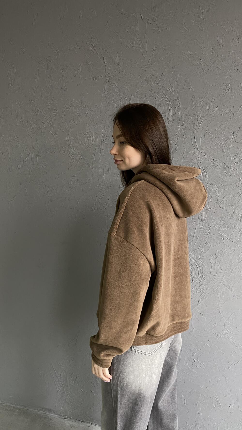 Фліска авіатор з капюшоном, вкорочена S/M, Шоколадний