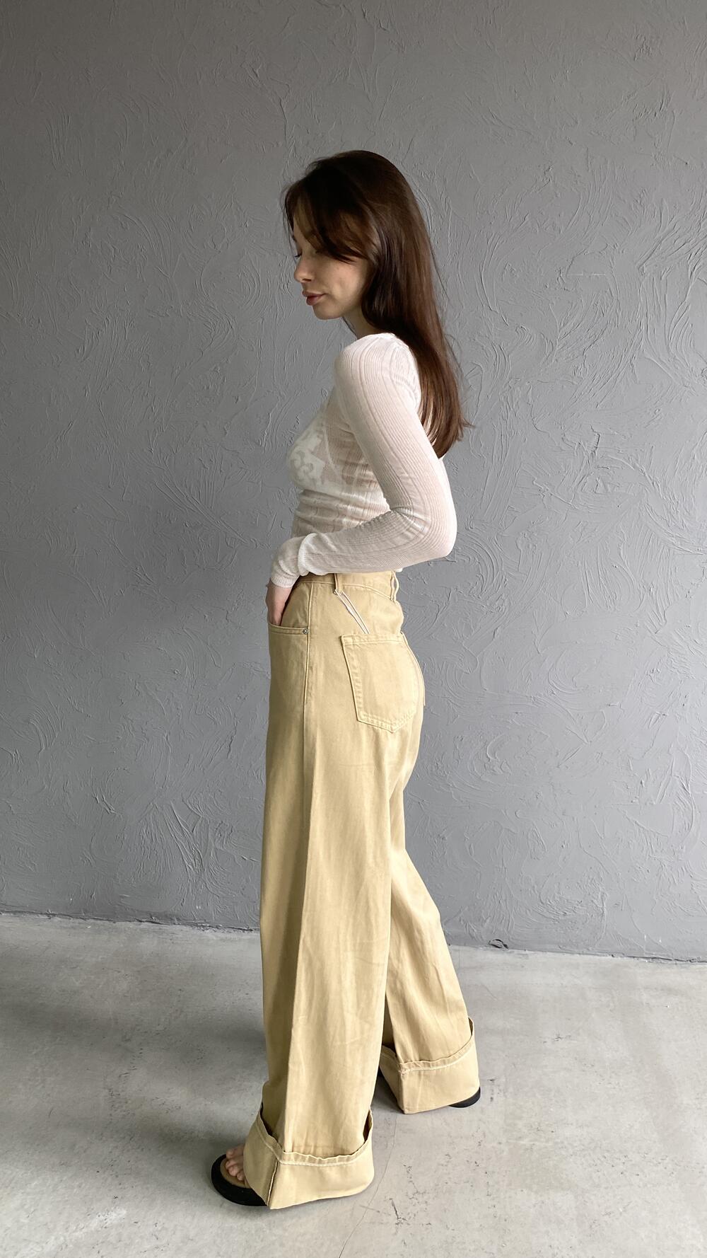 Джинси з підворотом, широкого фасону M, Бежевий