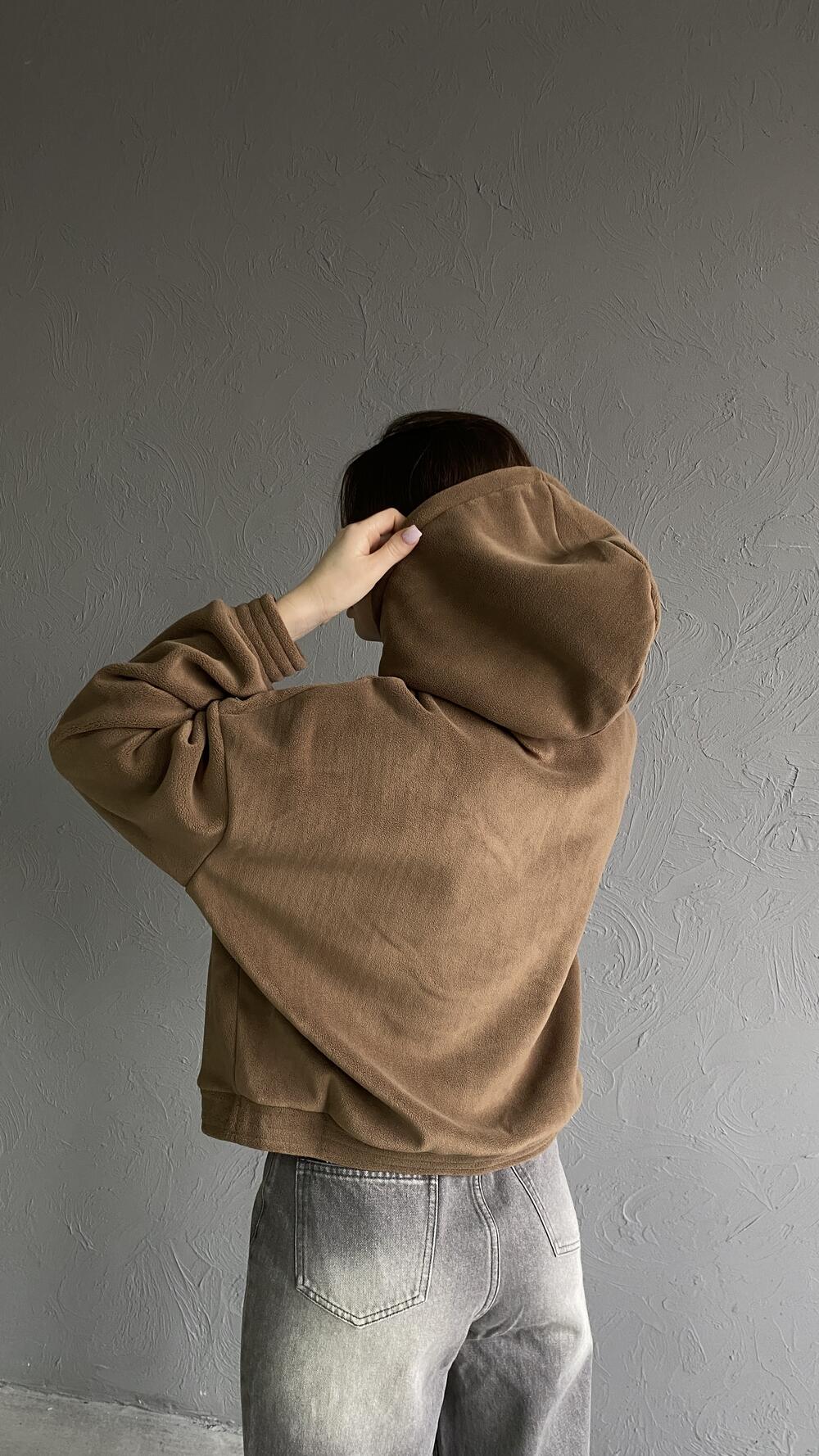 Фліска авіатор з капюшоном, вкорочена S/M, Шоколадний