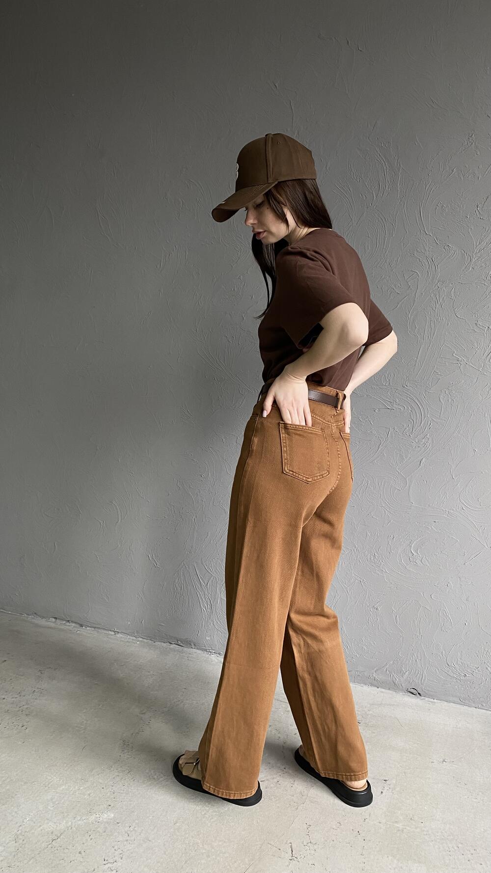 Джинси прямого фасону з ременем S, Кемел