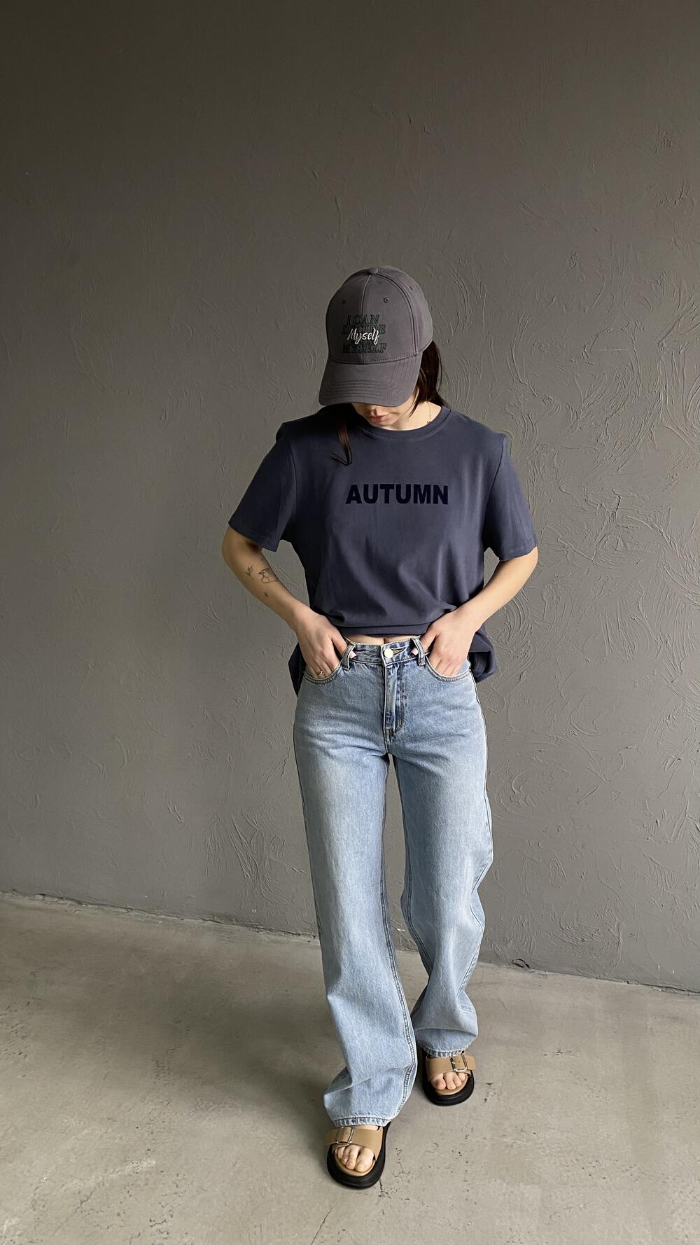 Джинси широкого фасону з потертостями Fabi L, Блакитний