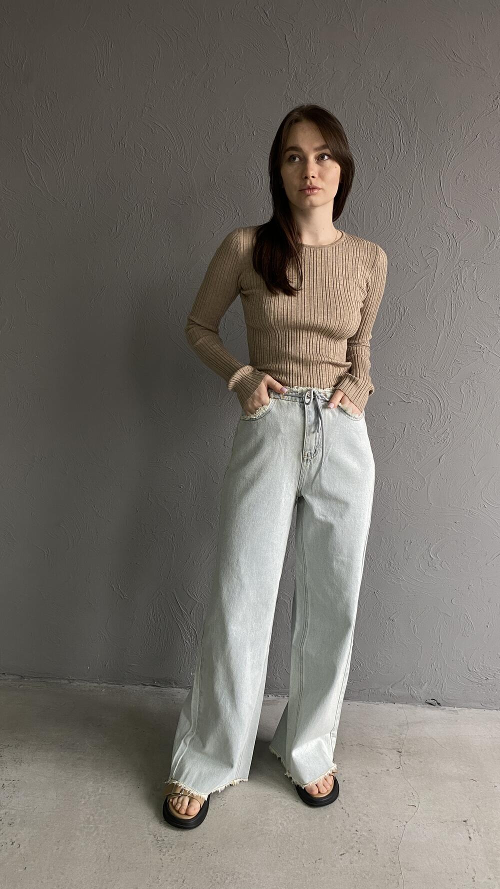 Кофтинка в рубчик, трикотажна S/M, Бежевий