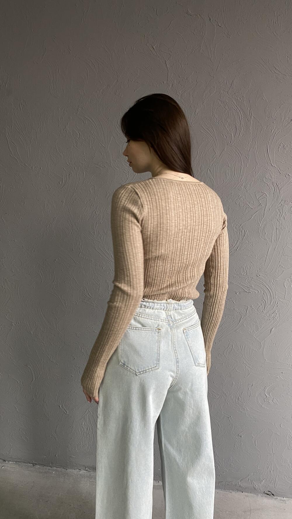 Кофтинка в рубчик, трикотажна S/M, Бежевий